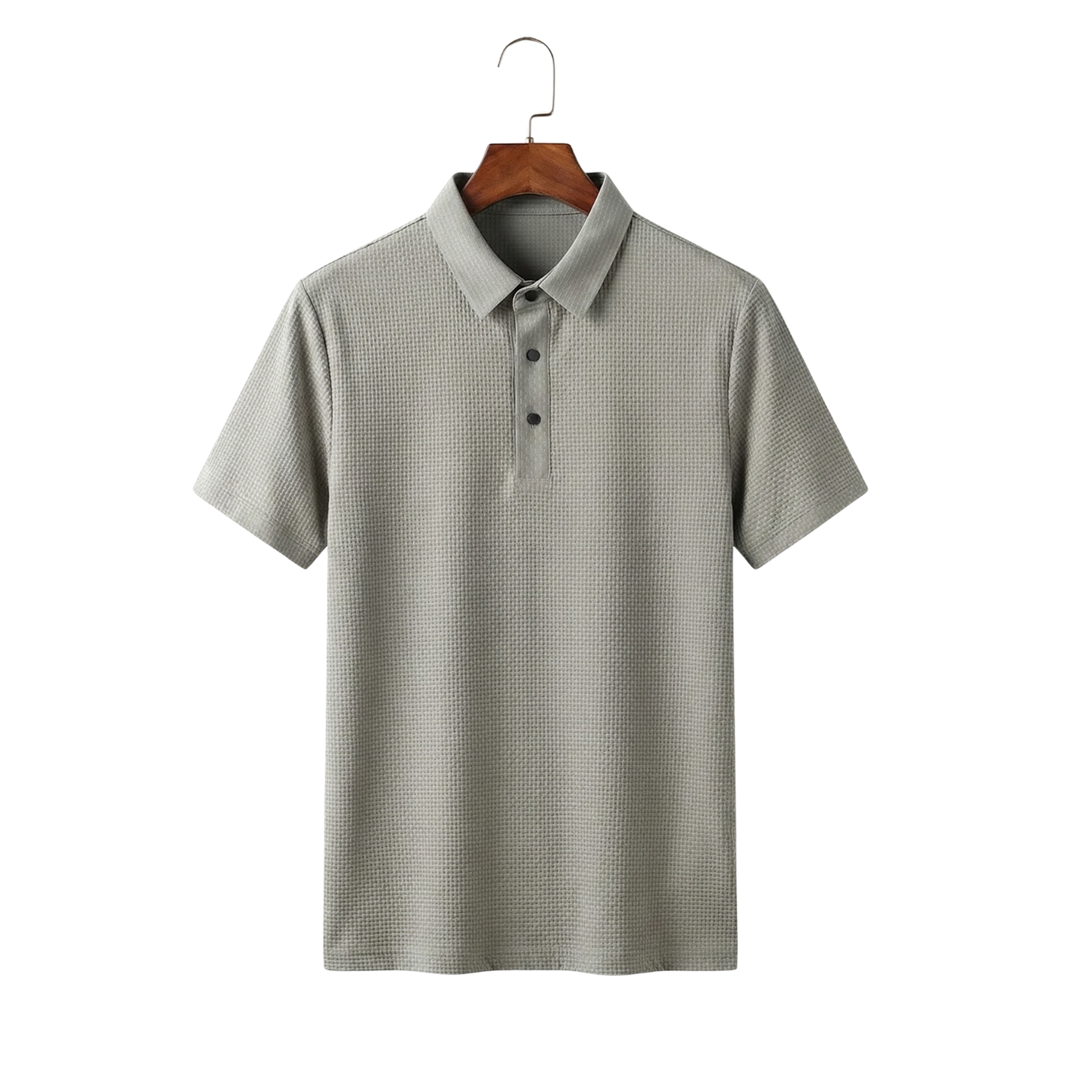 Beige solid color polo shirt front hanging – The Crew