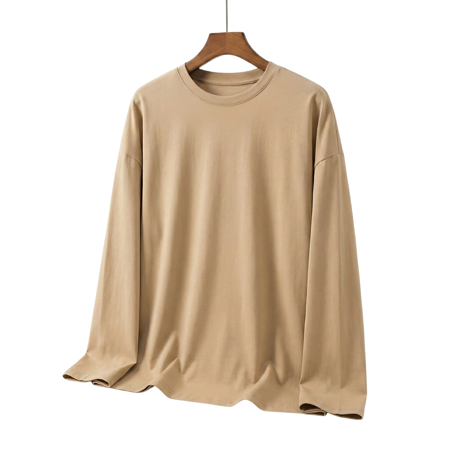 Tan oversized cotton long sleeve t-shirt – The Crew