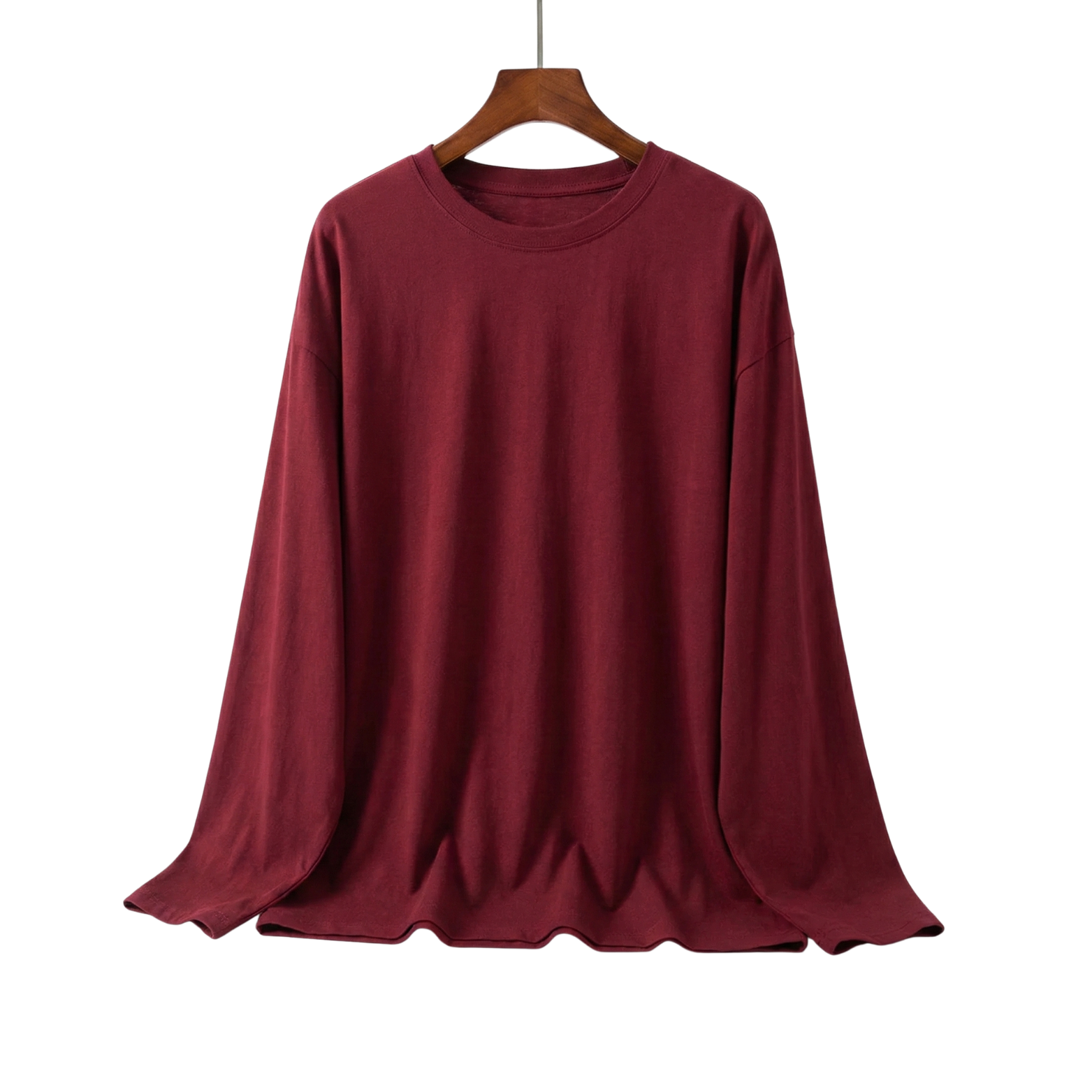 Burgundy oversized cotton long sleeve t-shirt – The Crew