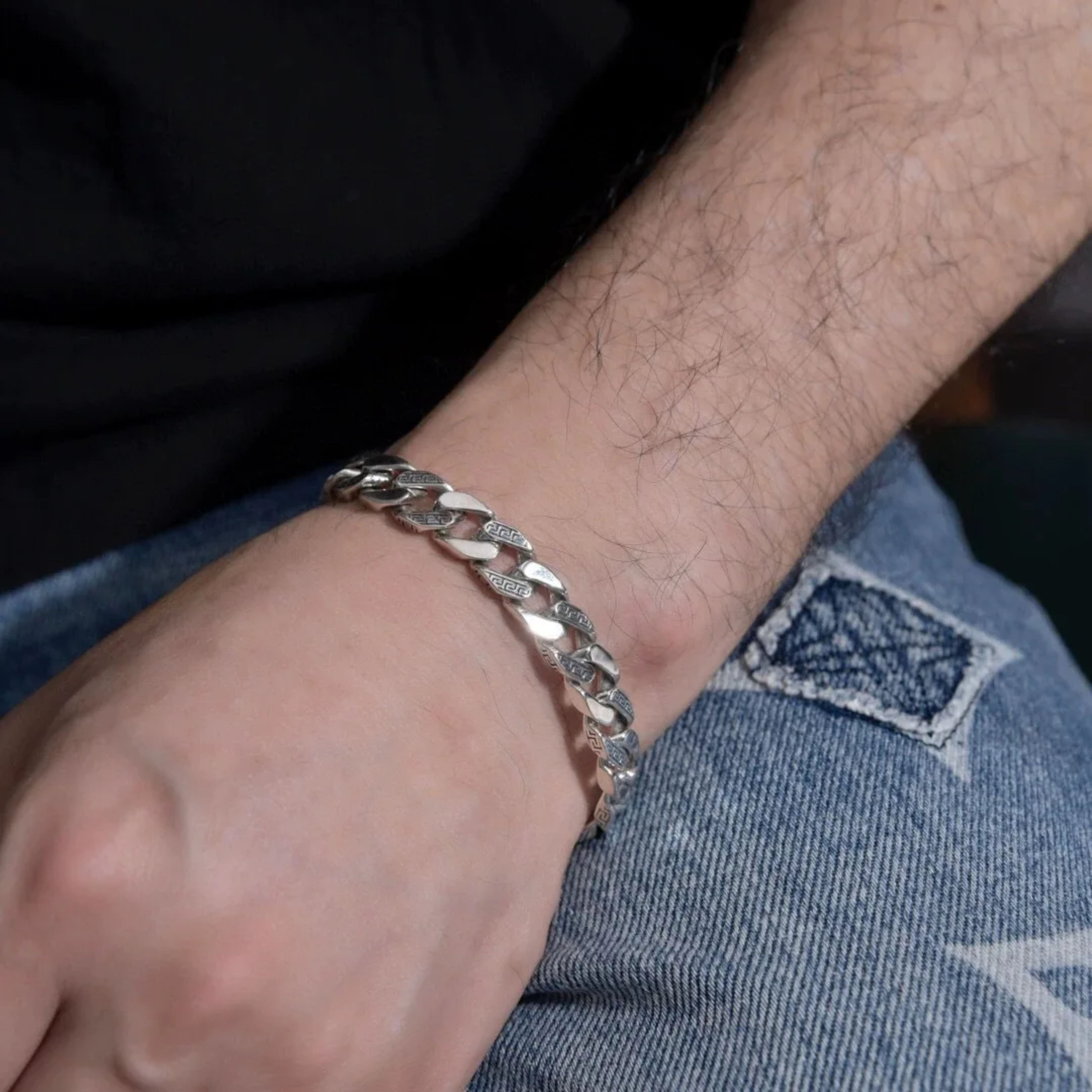 Unisex Vintage Fortune S925 Silver Cuban Bracelet