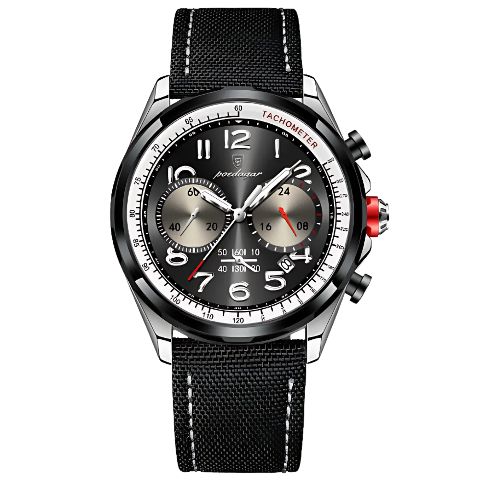 POEDAGAR 862 Leather Chronograph Silver Dial Wrist – The Crew
