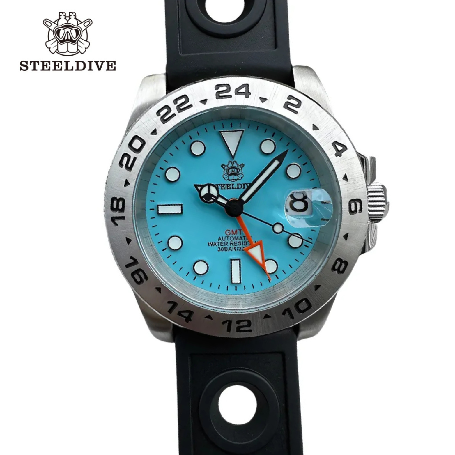 STEELDIVE SD1992 light blue GMT watch rubber strap – The Crew