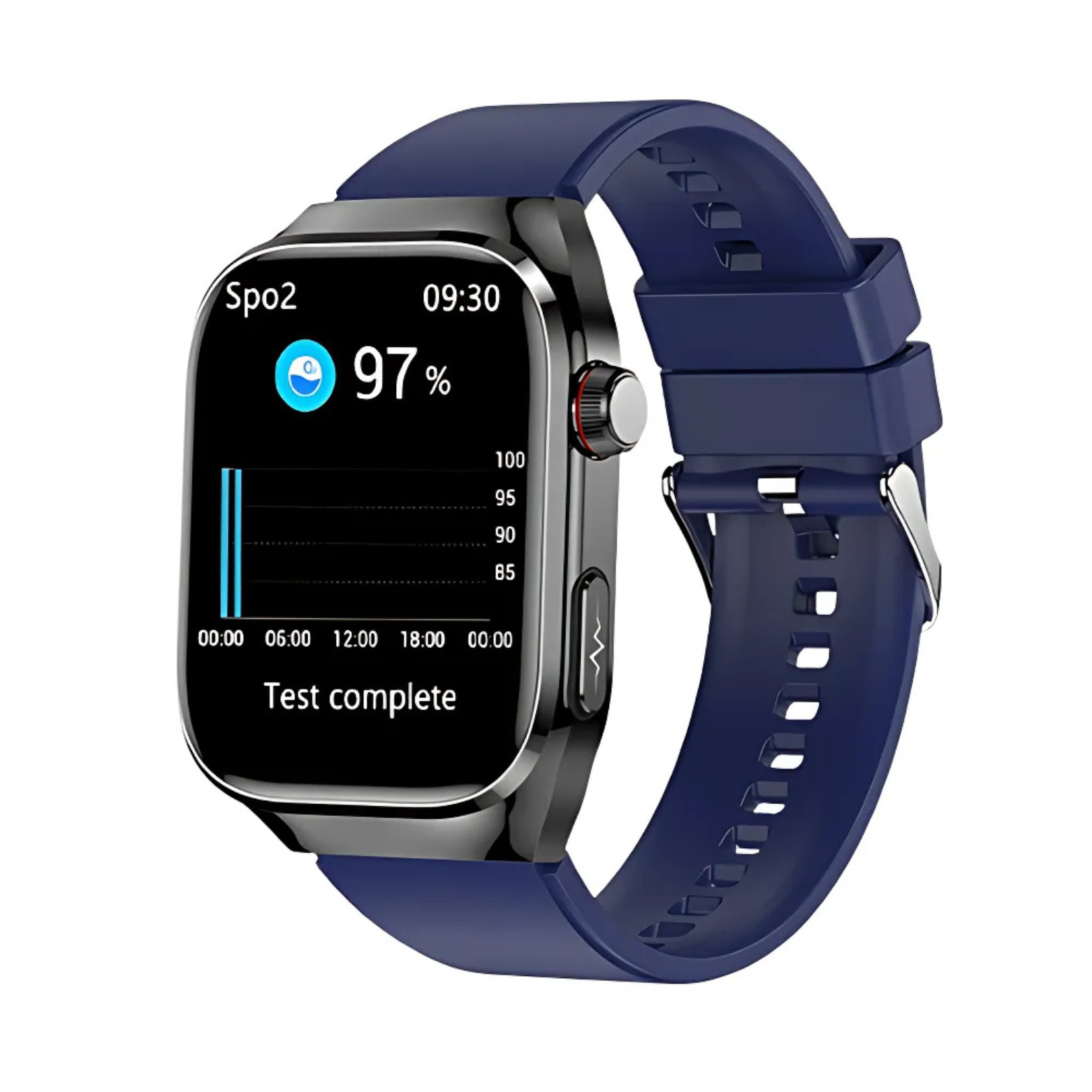 ECG Smartwatch Blue Silicone Band Front View – The Crew