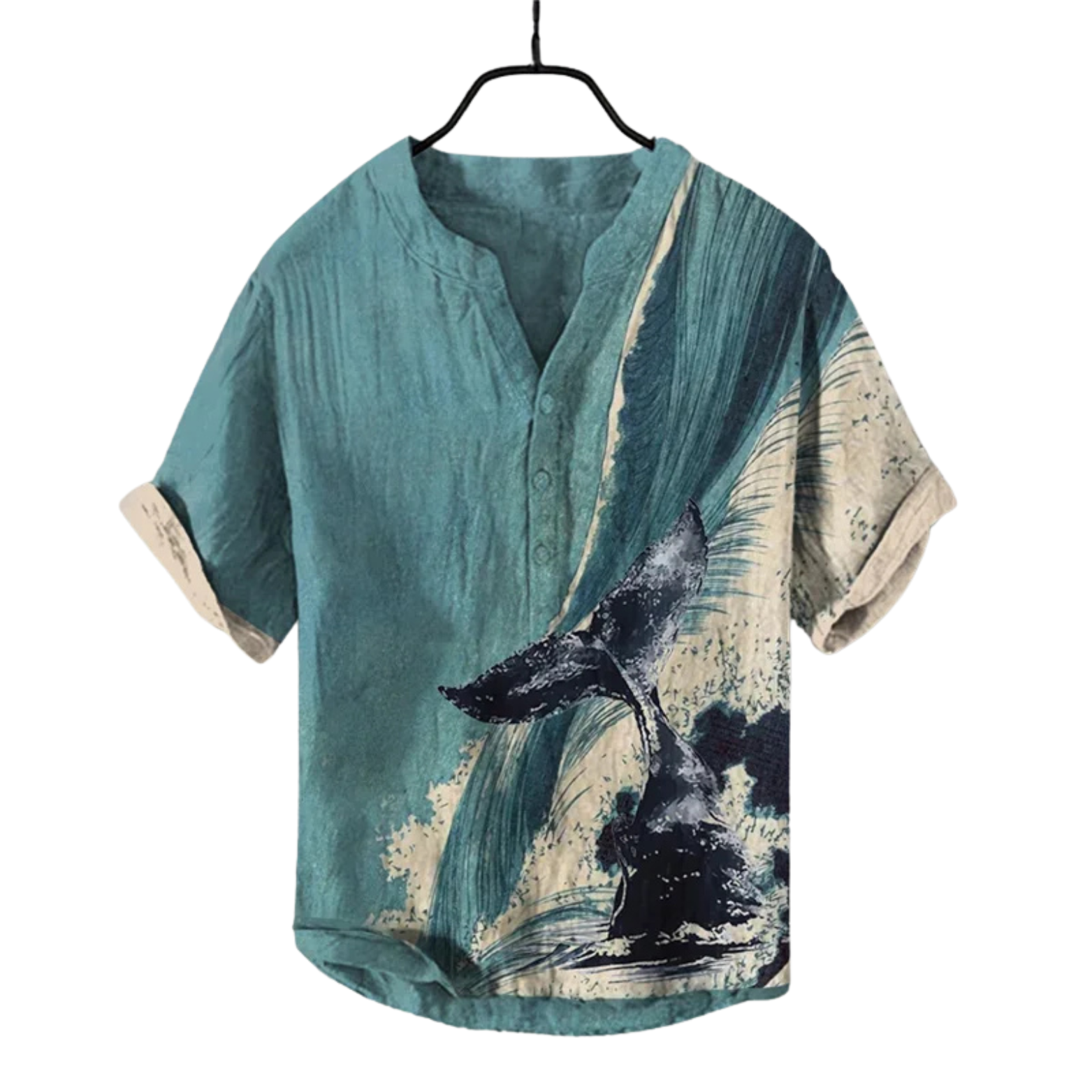 Turquoise Men’s 3D Print Linen Shirt Art Print – The Crew