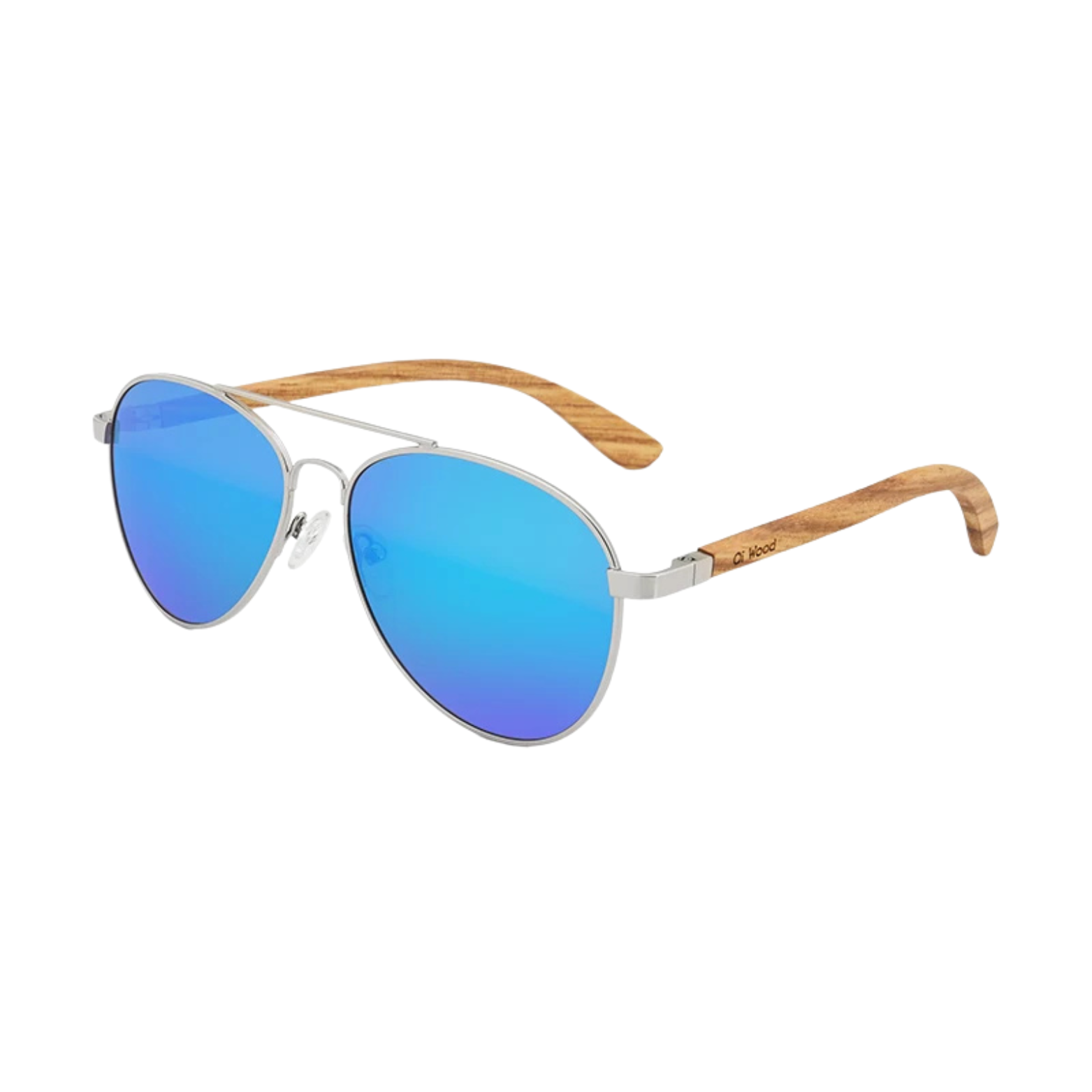 Men’s Polarized Wooden Aviator Sunglasses Blue Mirror – The Crew