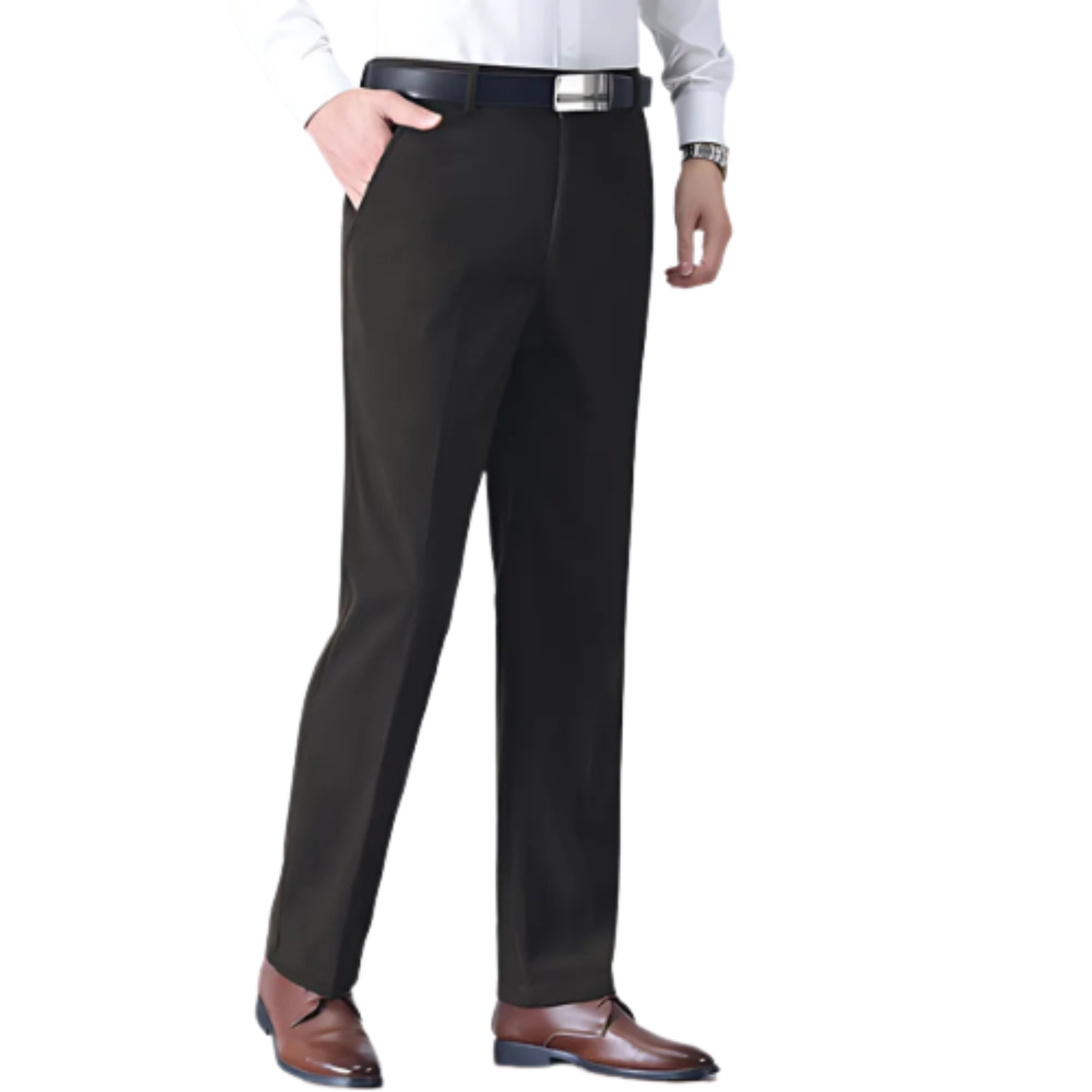 Dark Brown soft corduroy pants front view men – The Crew