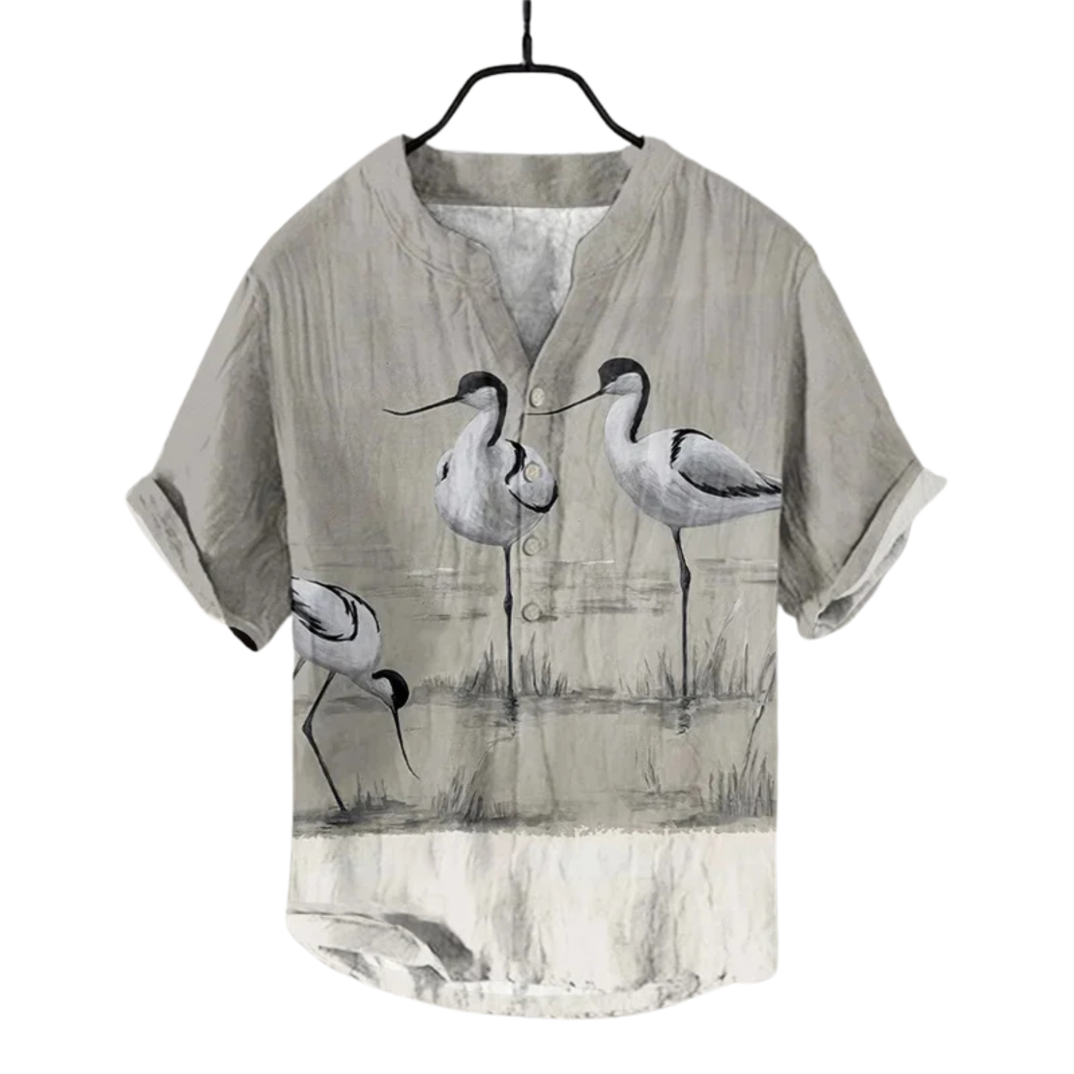 Beige Men’s 3D Print Linen Shirt Minimal – The Crew