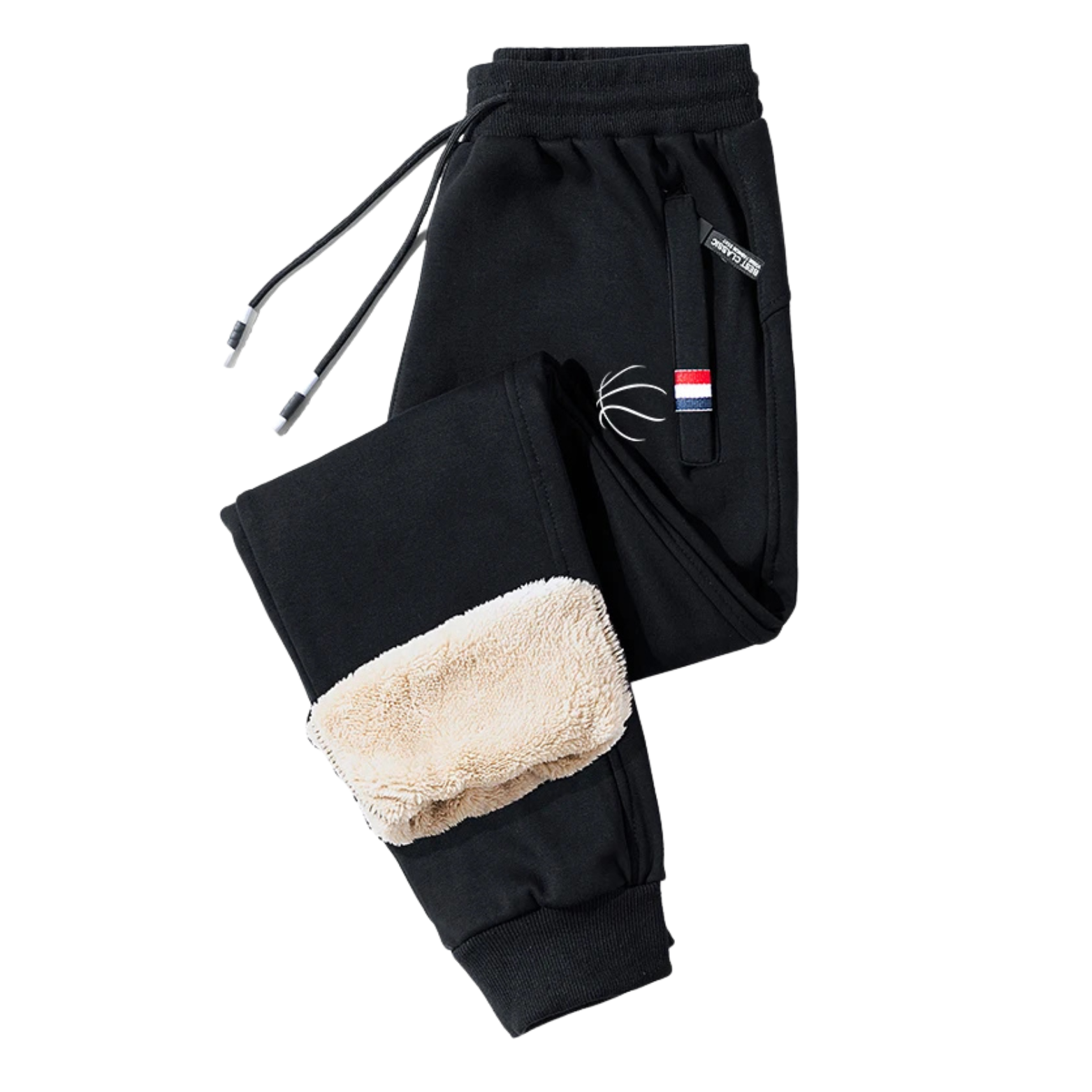 Men’s Black Fleece Cotton Pants Drawstring Fit – The Crew