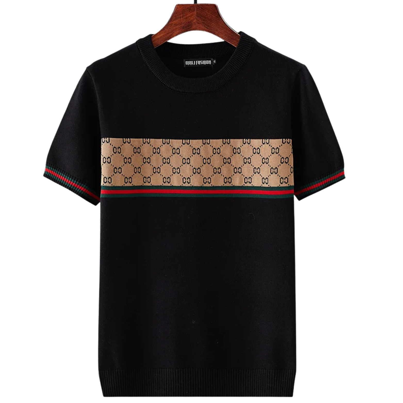 Black Geometric Cotton T-Shirt Sweater for Men – The Crew