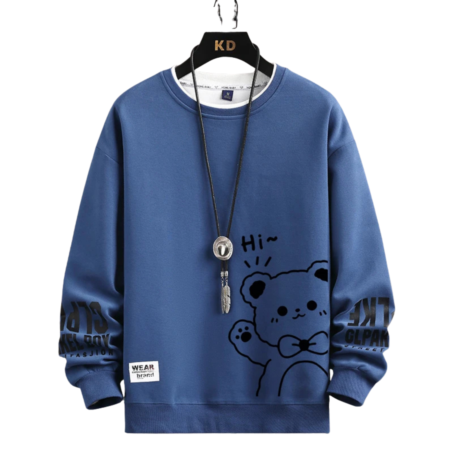 Men’s Japanese Tiger Sweatshirt Blue Front View – The Crew
