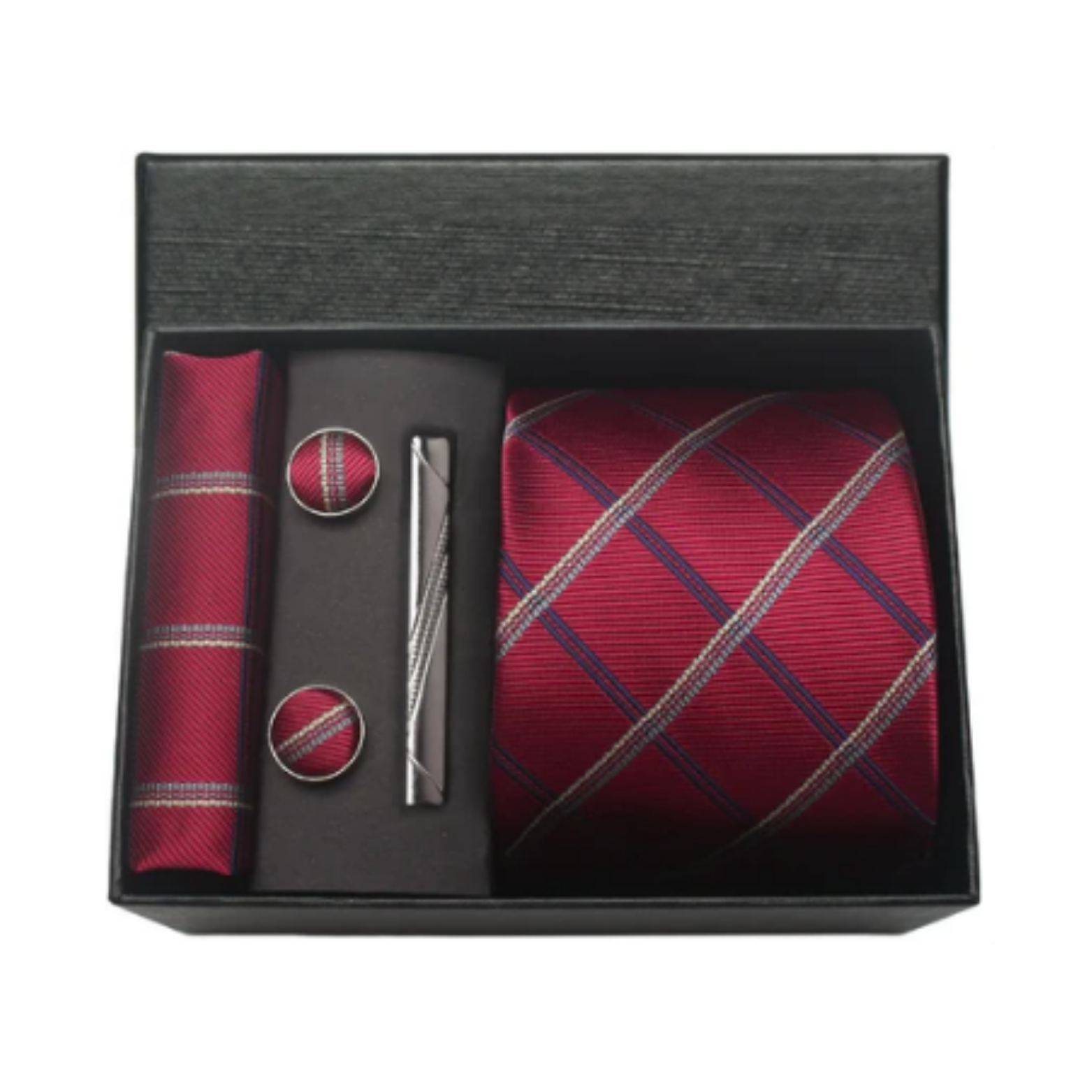 Red plaid silk tie wedding gift box – The Crew