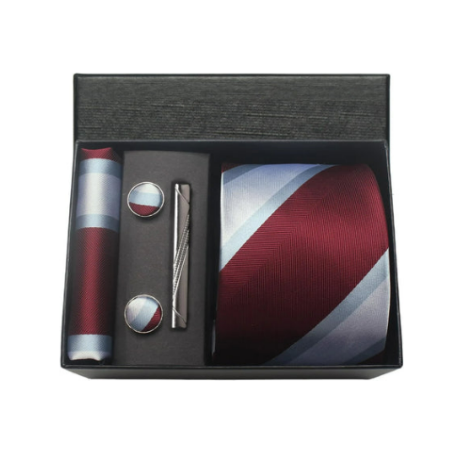 Burgundy polka dot tie gift box with cufflinks – The Crew