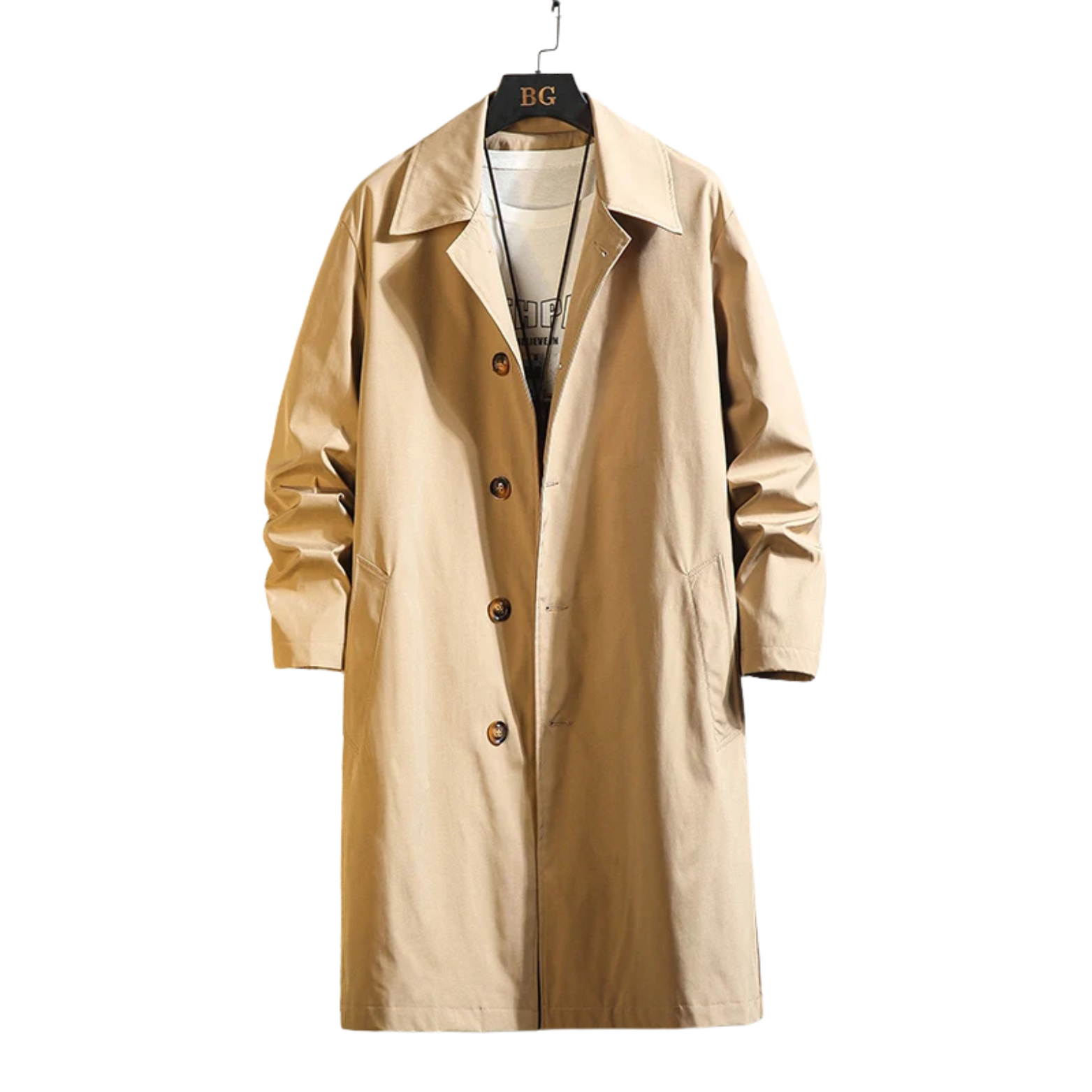 Beige oversized Korean style trench coat men – The Crew