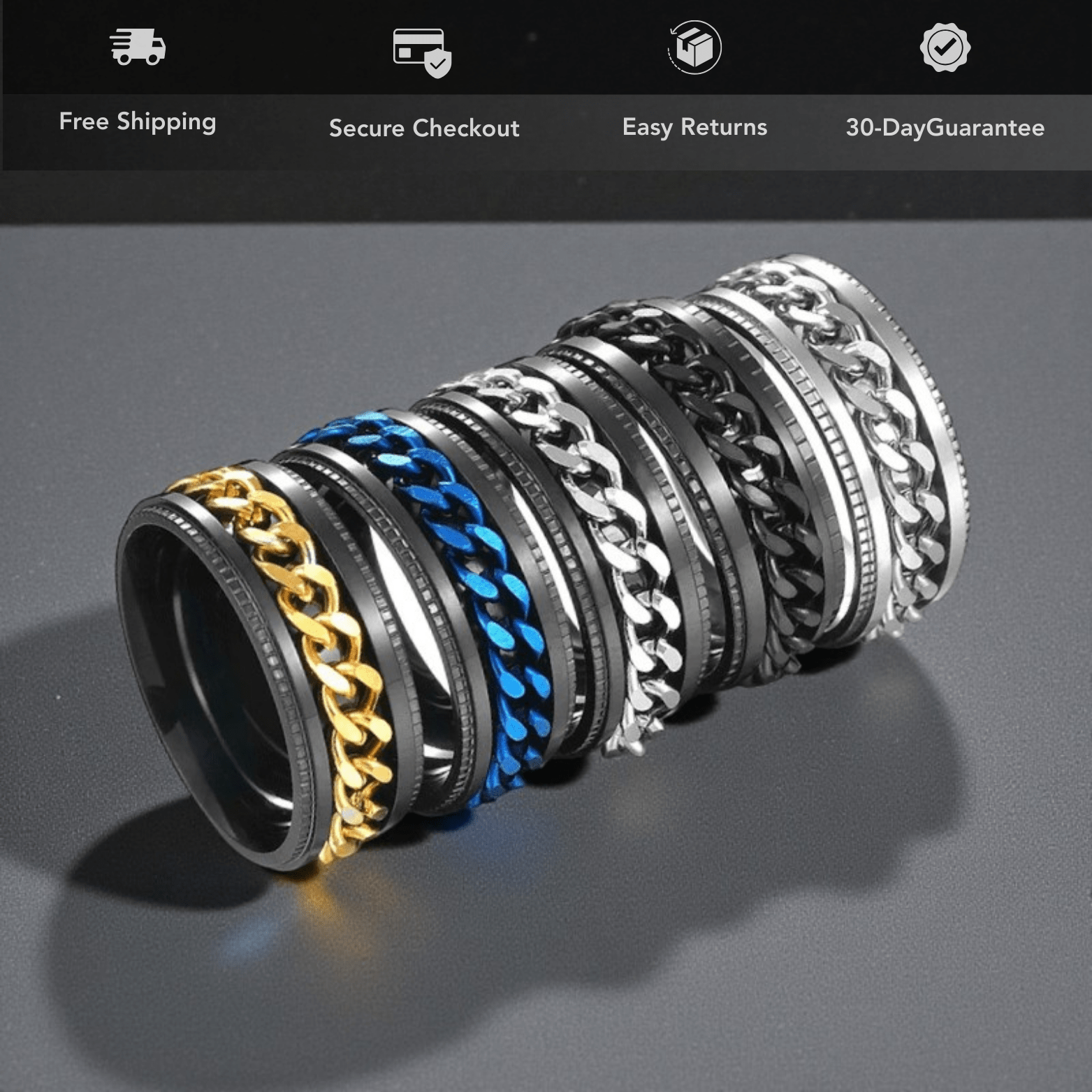 Rotatable Chain Ring for Men – Titanium Steel Spinner | The Crew - The Crew