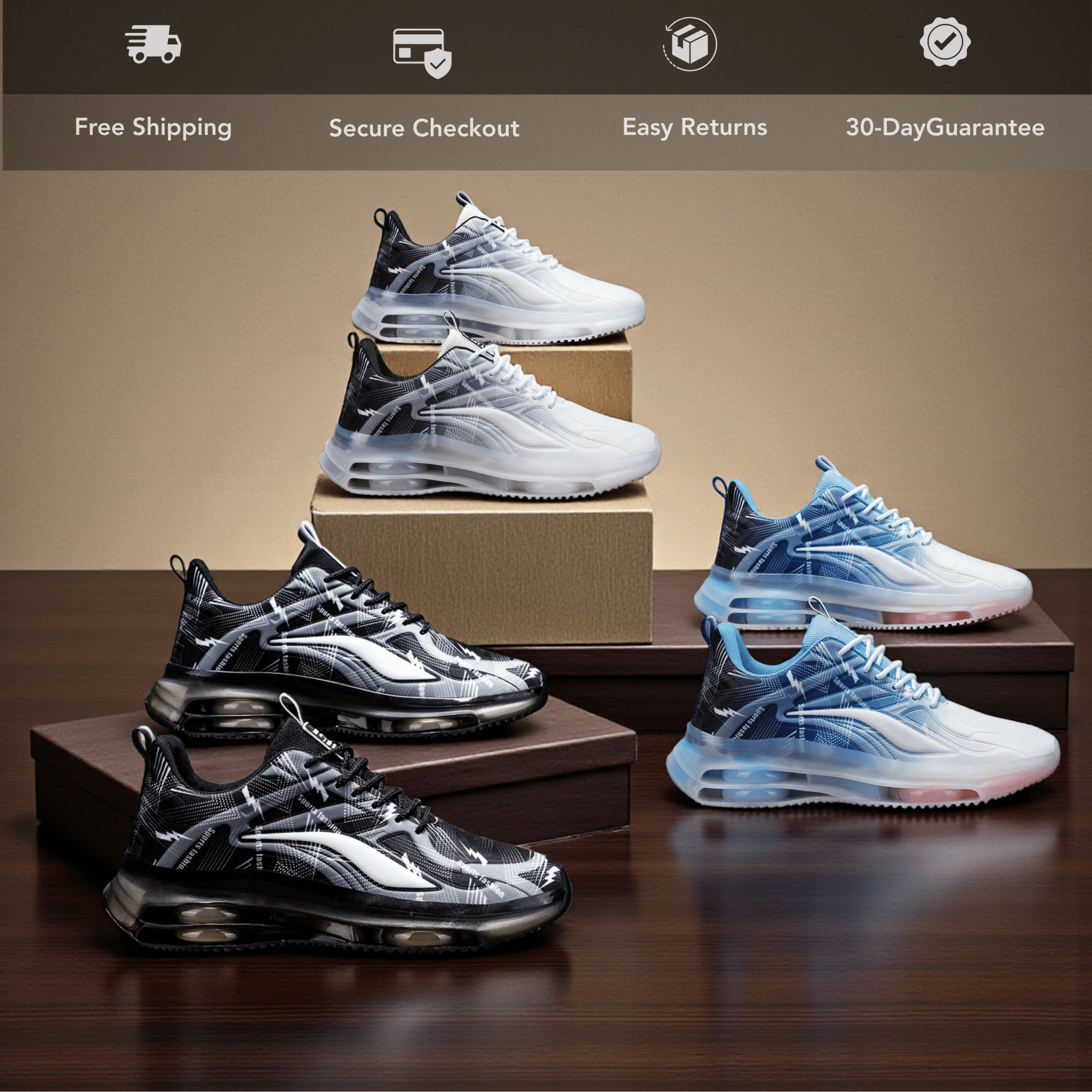 Men’s Air - Cushion Basketball Sneakers – Shock Absorption - The Crew