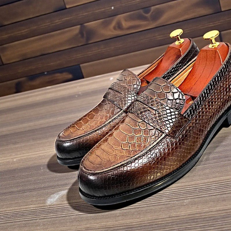Men’s Premium Snake - Print Loafers – Luxury Slip - On - The Crew