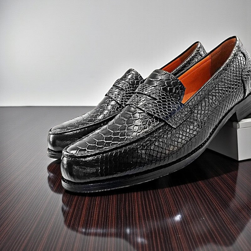 Men’s Premium Snake - Print Loafers – Luxury Slip - On - The Crew