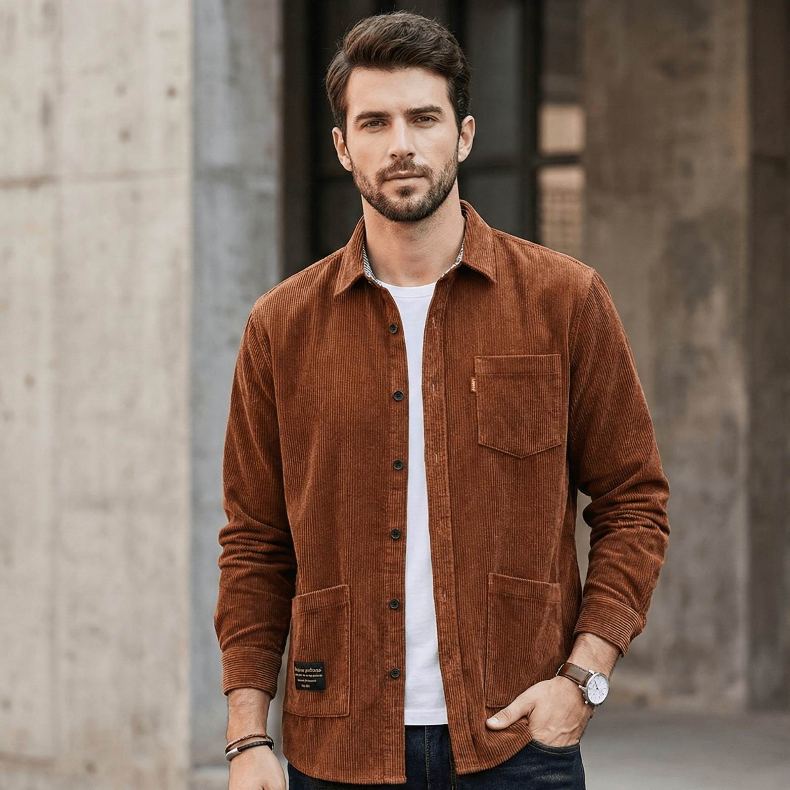 Men’s Corduroy Urban Workwear Shirt – Rugged Casual Style - The Crew