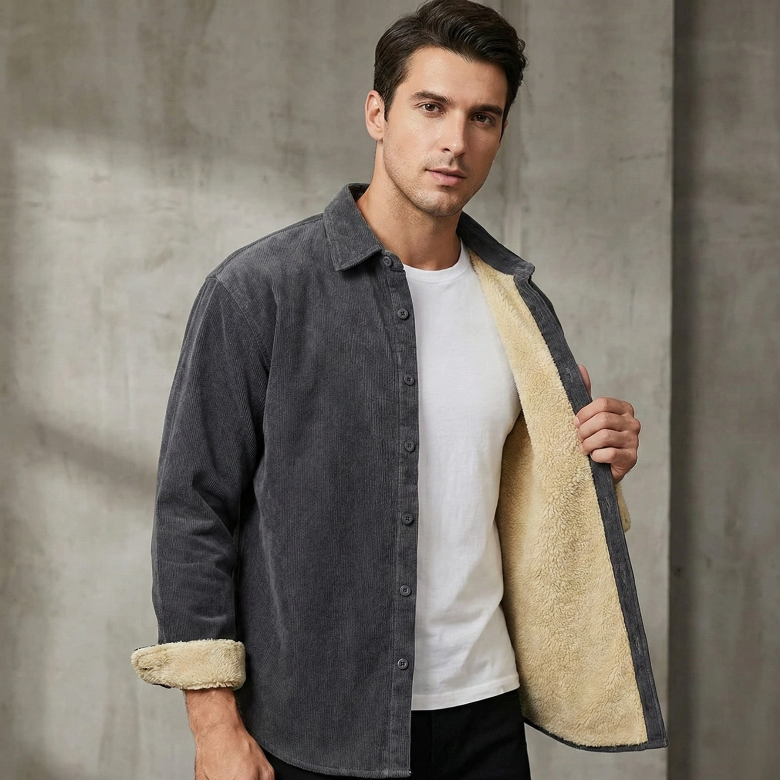 Man Wearing Vintage Fleece Cargo Overshirt Full Outfit – The Crew