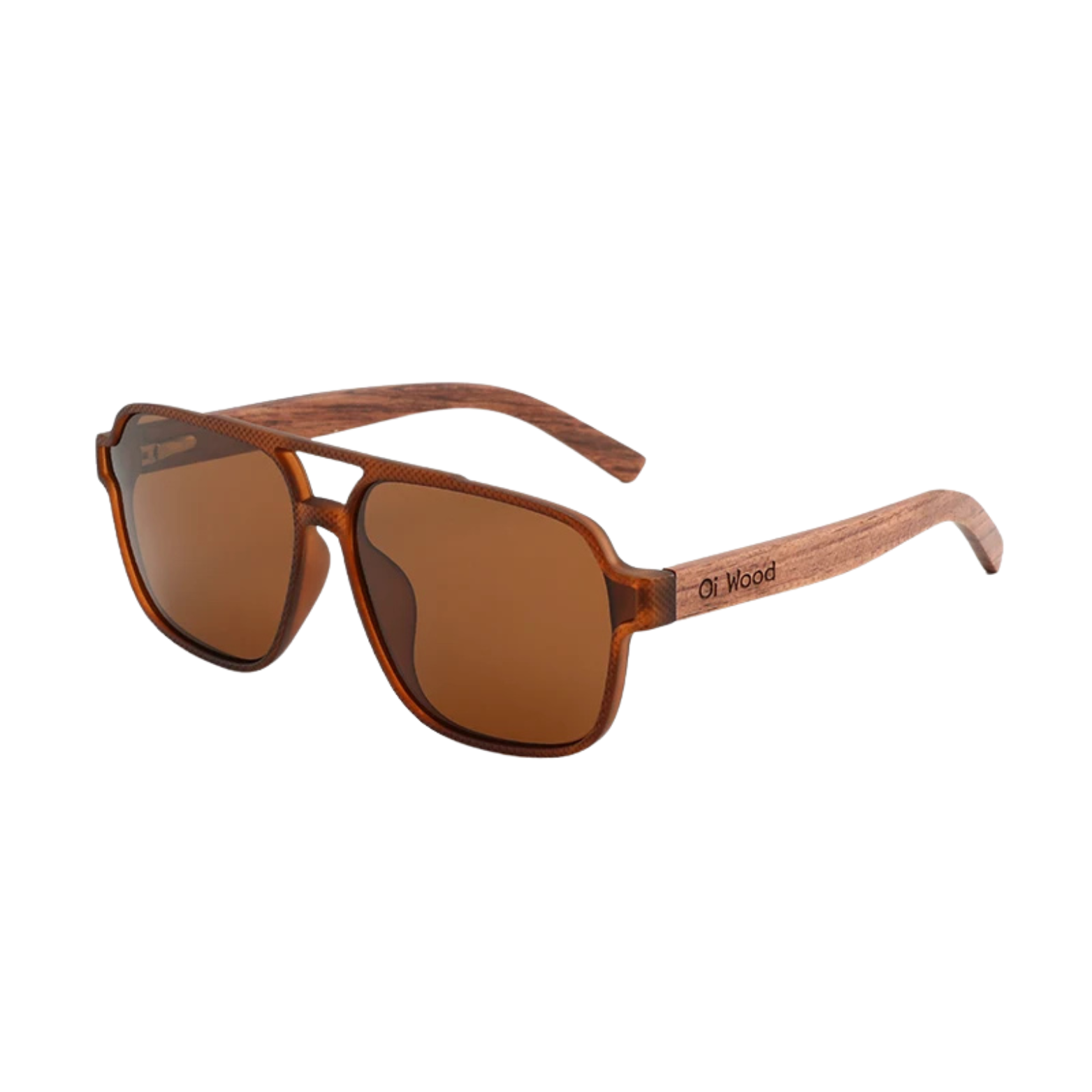 Square wood polarized sunglasses brown lens – The Crew