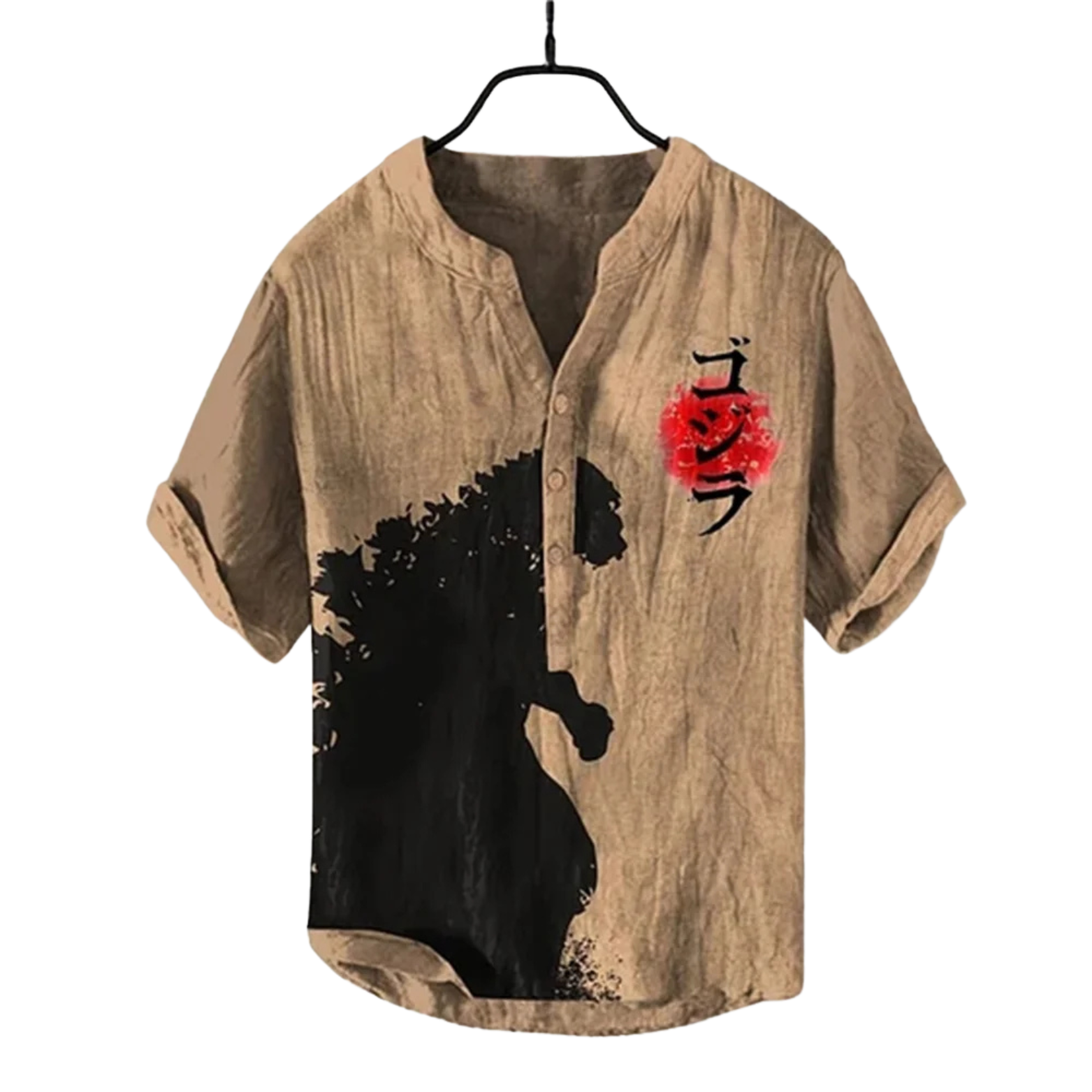 Brown Men’s 3D Print Linen Shirt Abstract Art – The Crew