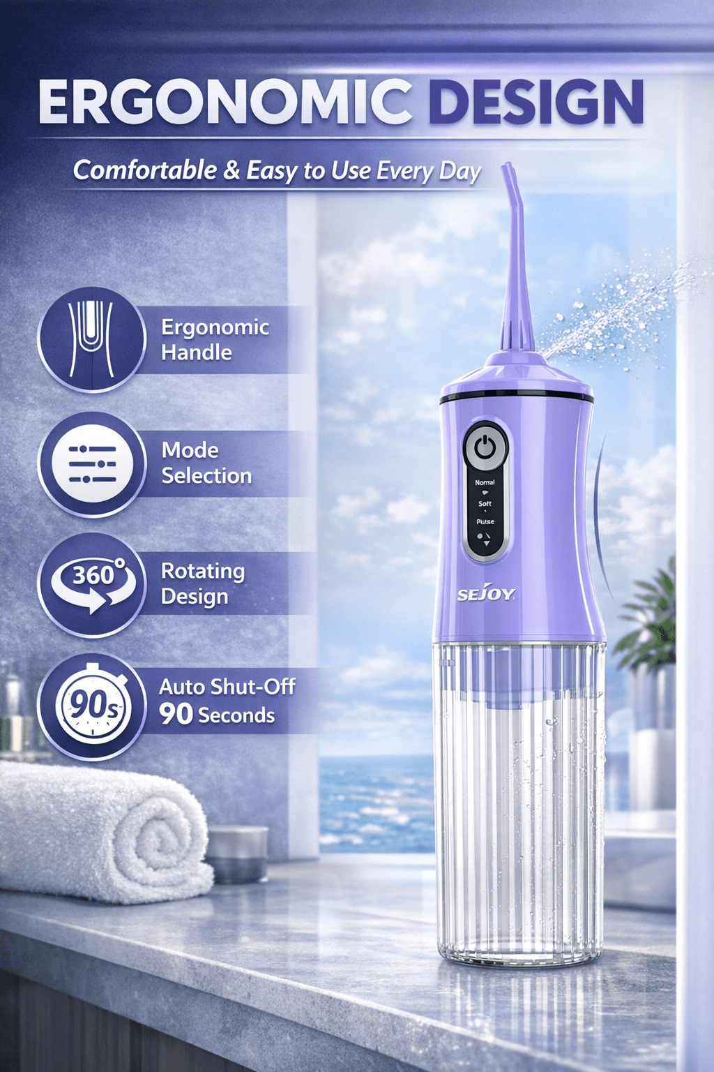 Portable Water Flosser 200ML Cordless Oral Irrigator IPX7 - The Crew