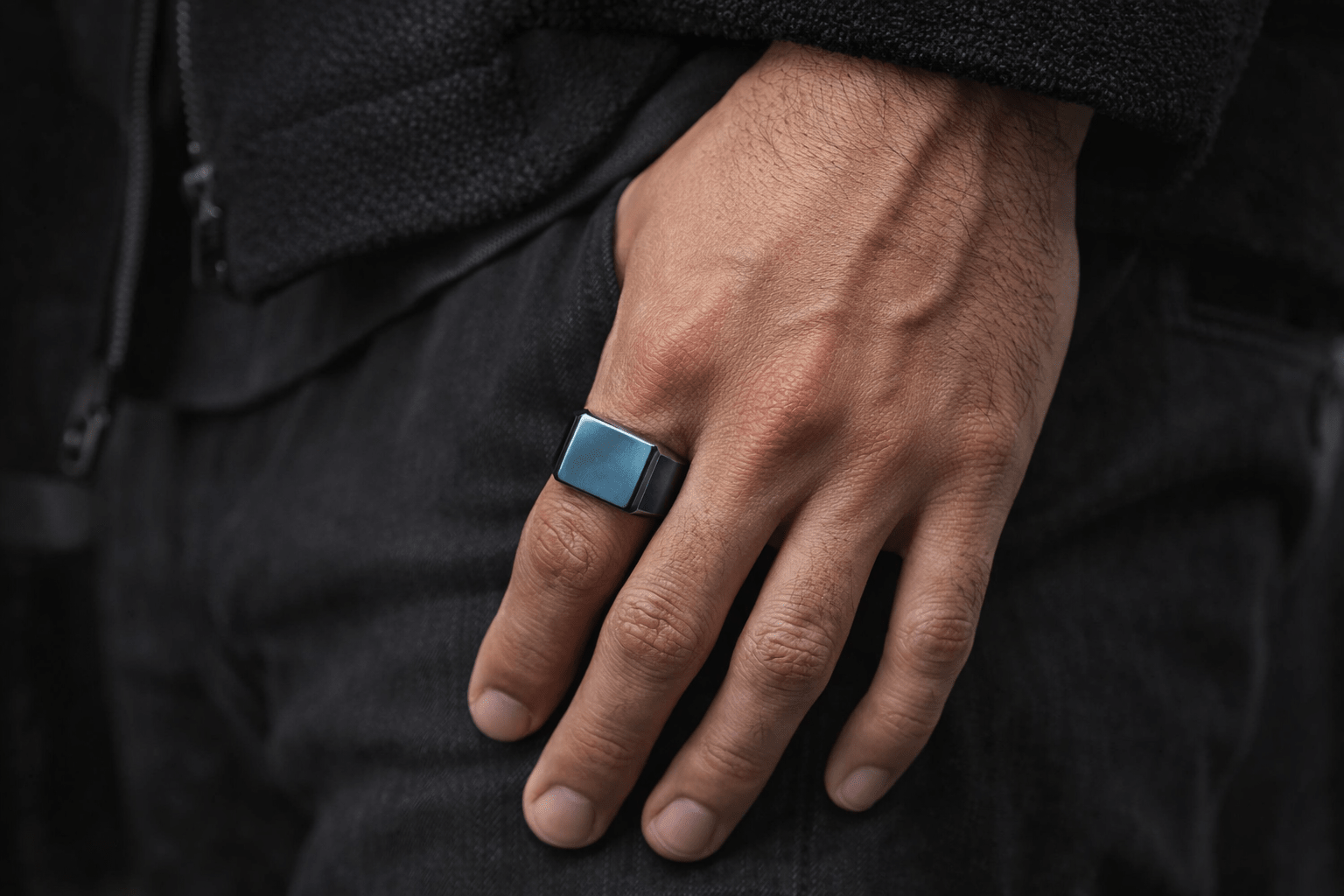 Square Stainless Steel Ring for Men – Black Gold Silver | The Crew - The Crew