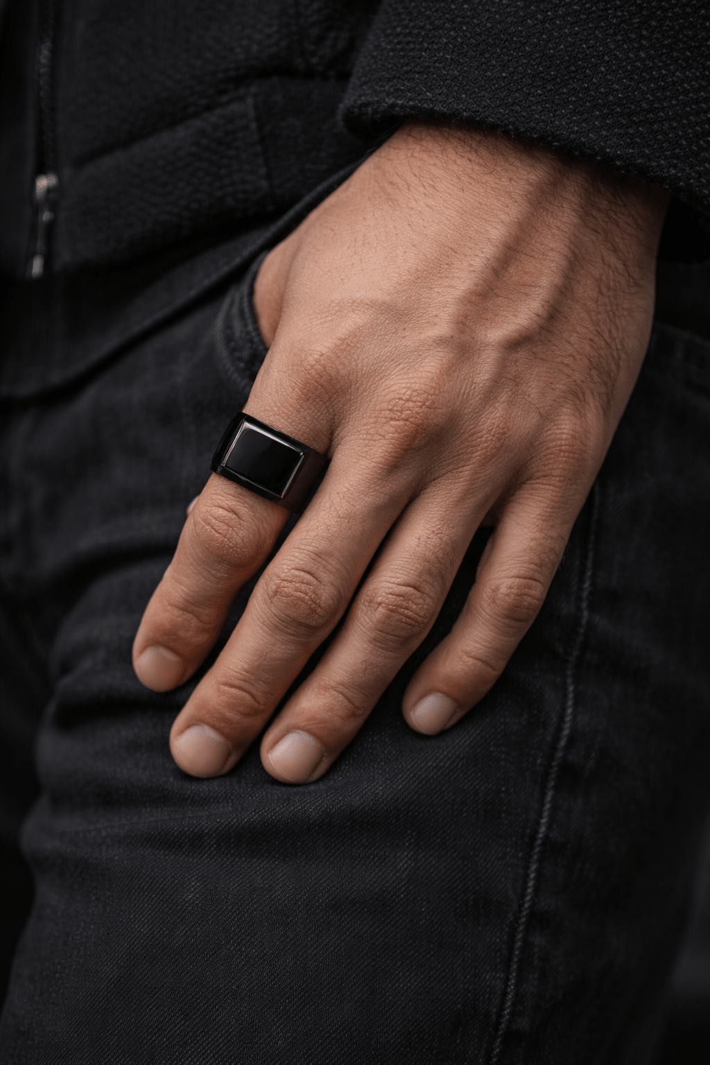 Square Stainless Steel Ring for Men – Black Gold Silver | The Crew - The Crew
