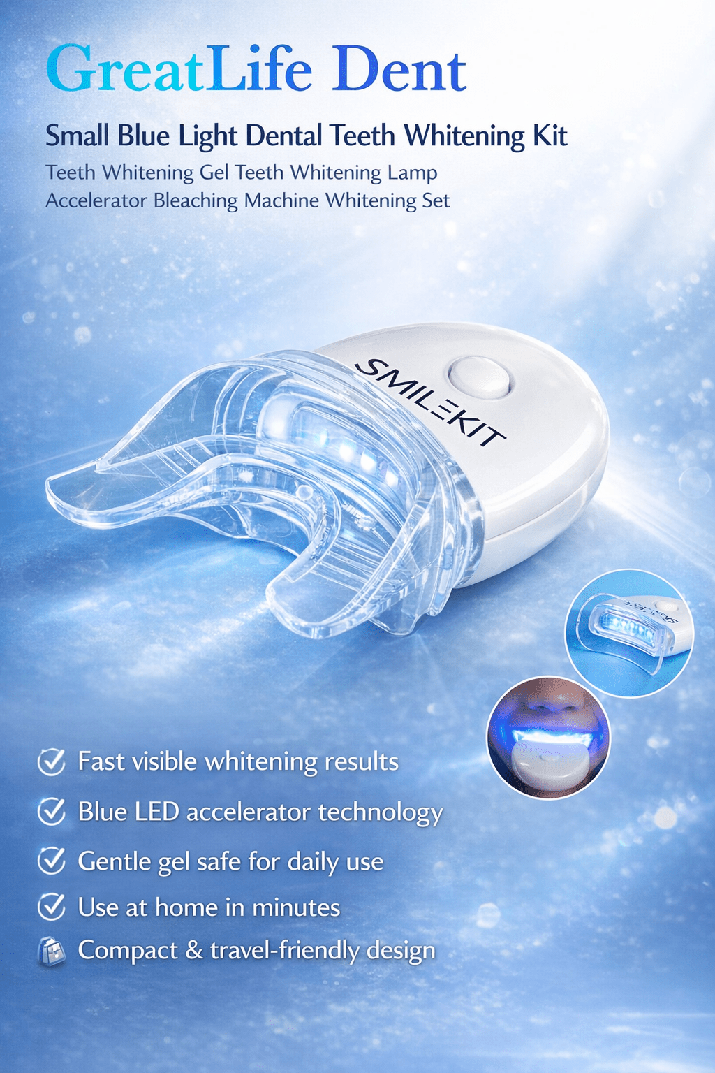 GreatLife Teeth Whitening Kit with Blue LED Light - The Crew