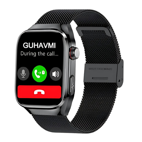 ECG Smartwatch Black Silicone Band Bluetooth Call Screen – The Crew