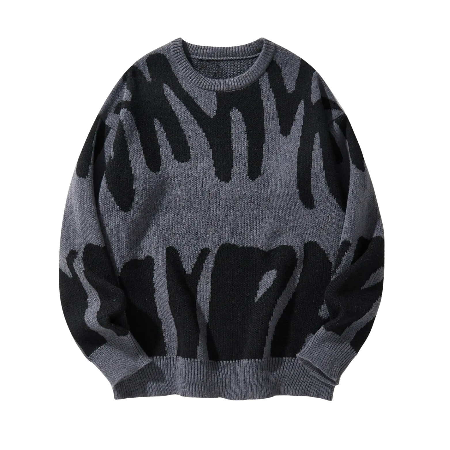 Dark Grey Men’s Jacquard Knit Sweater – The Crew