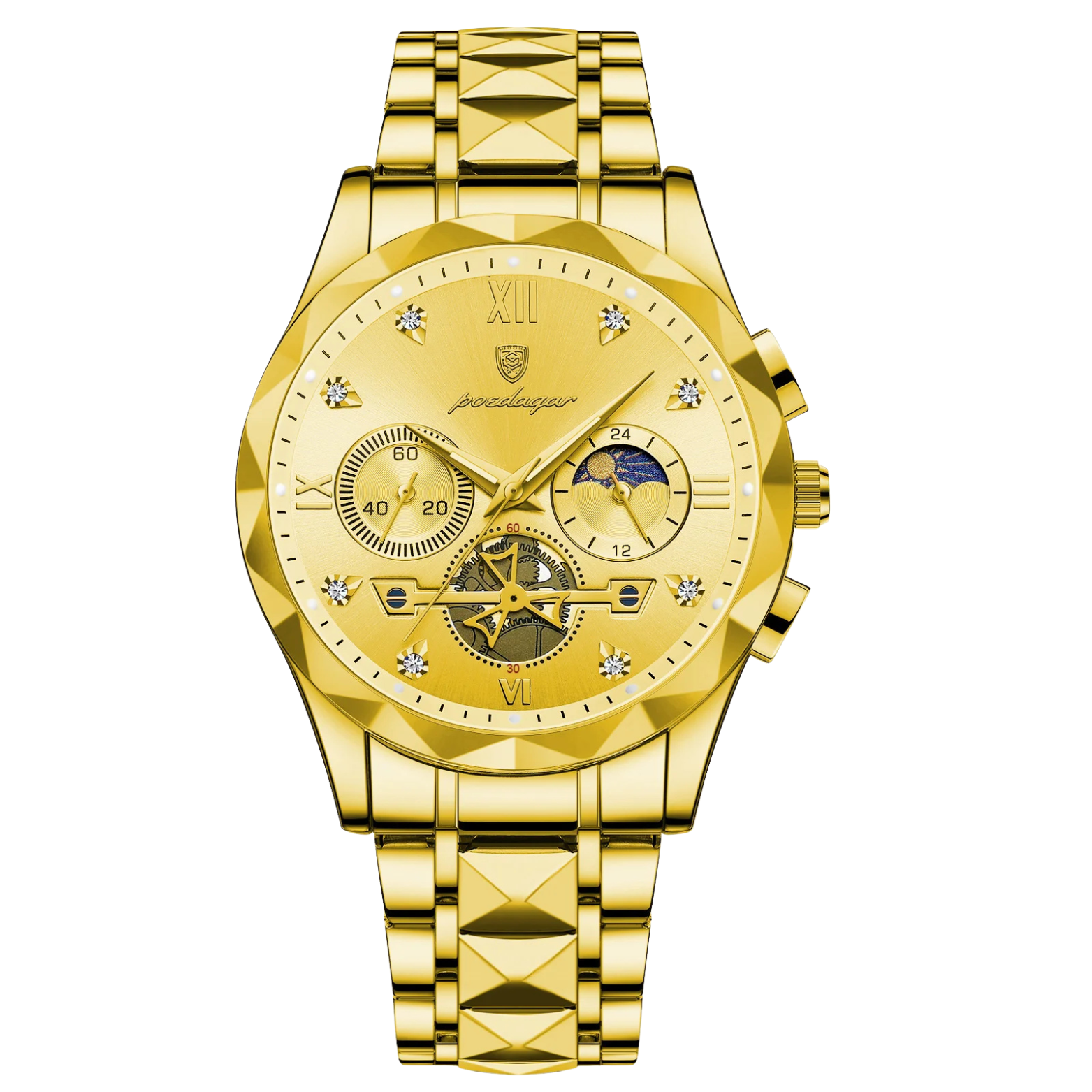 POEDAGAR 996 Chronograph Gold Dial Stainless Steel – The Crew