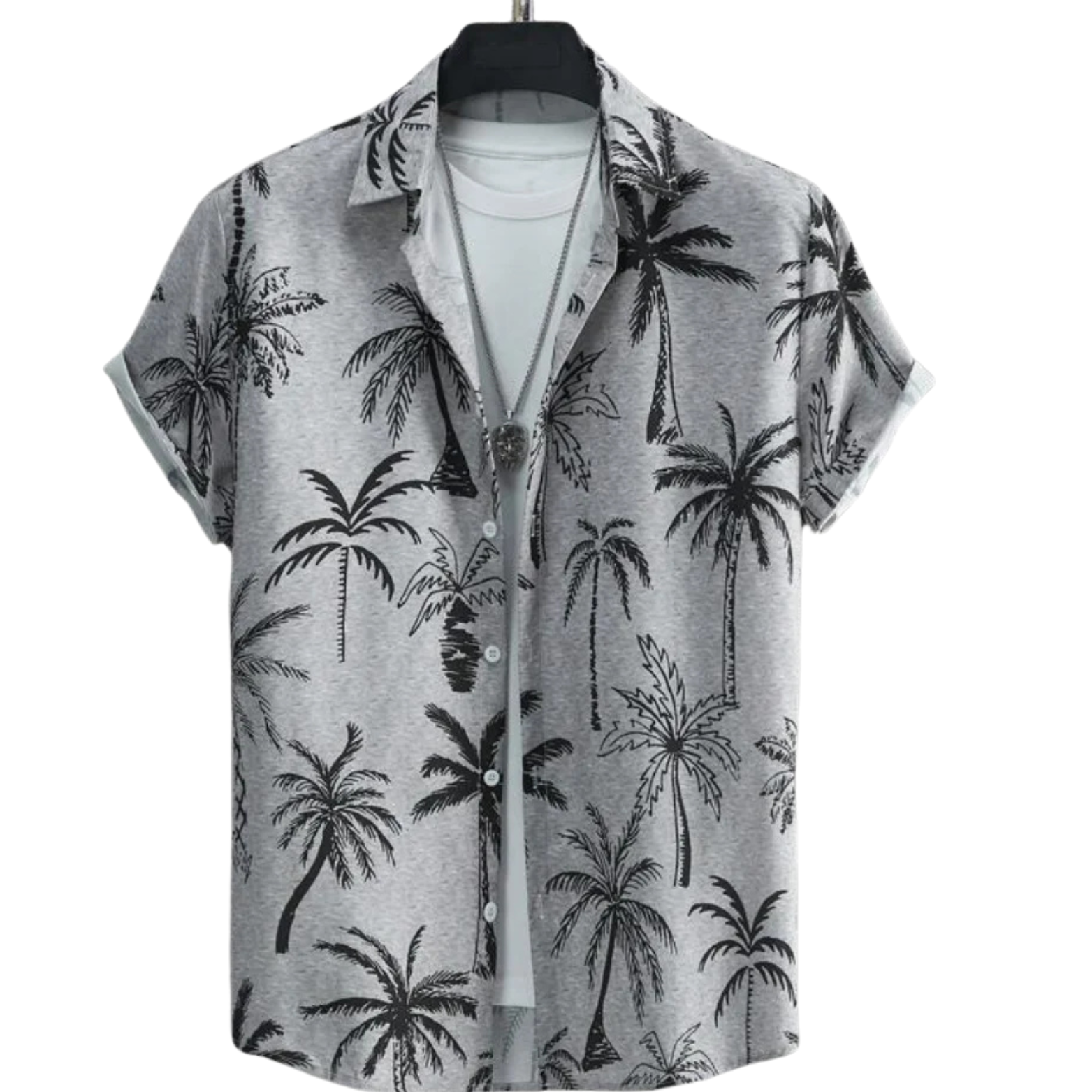 Men’s hawaiian palm print short sleeve shirt – The Crew