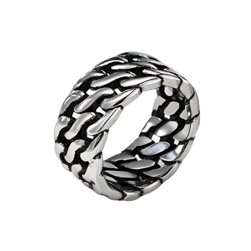 Men's Obsidian Cuban Double Link Ring