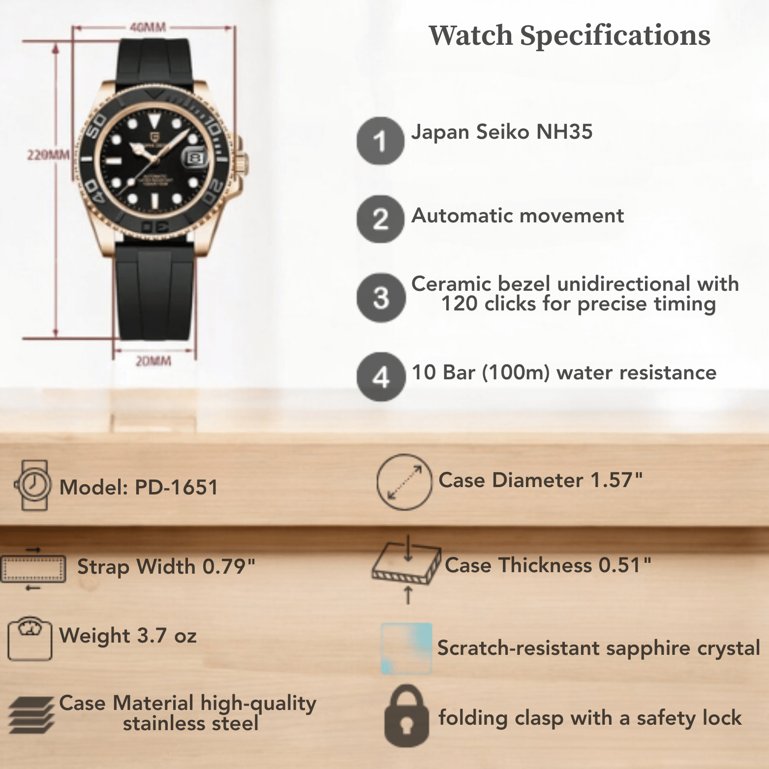 PAGANI Sapphire Crystal Mechanical Watch – Men’s Luxury Style - The Crew