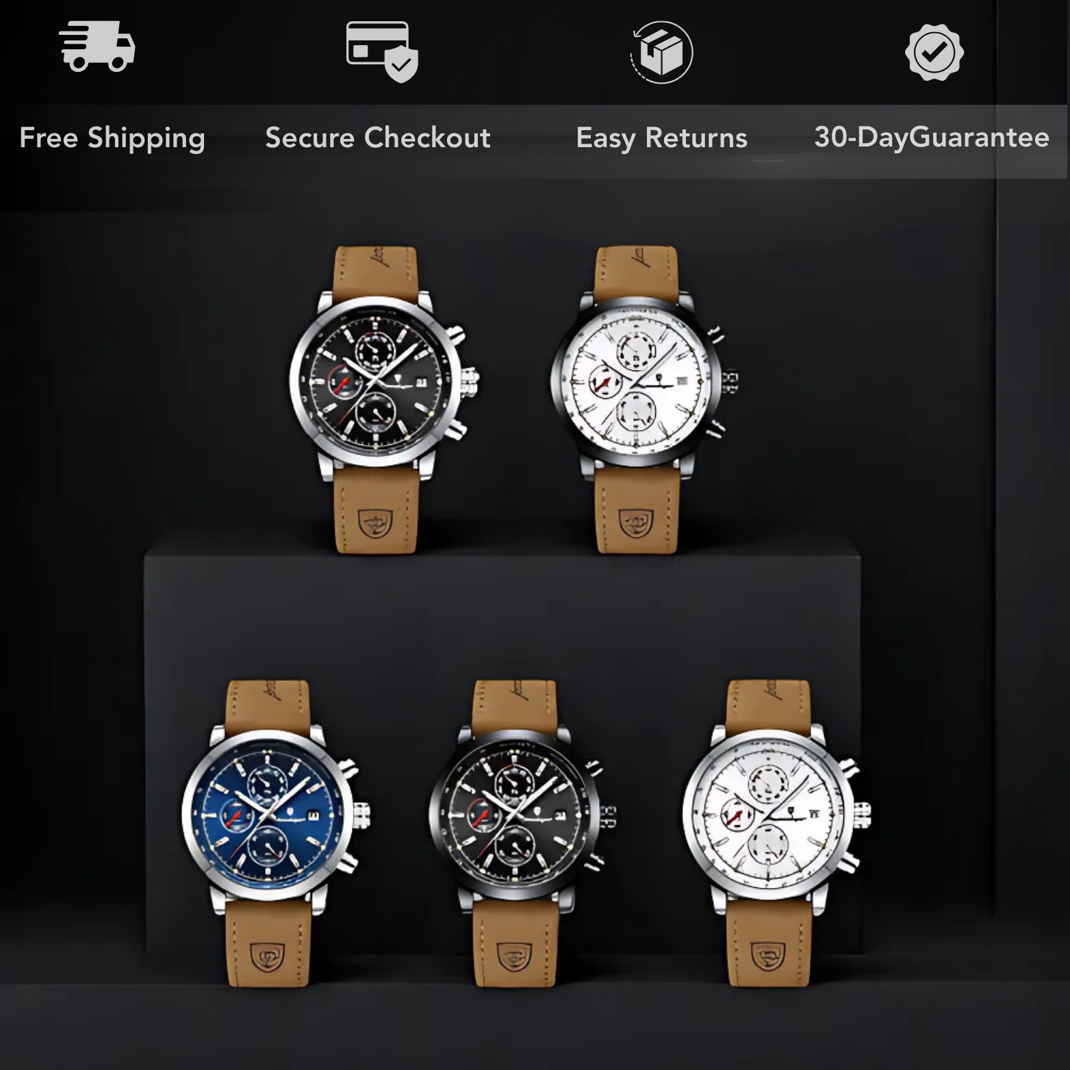 POEDAGAR 932 Leather Chronograph Color Options Set – The Crew