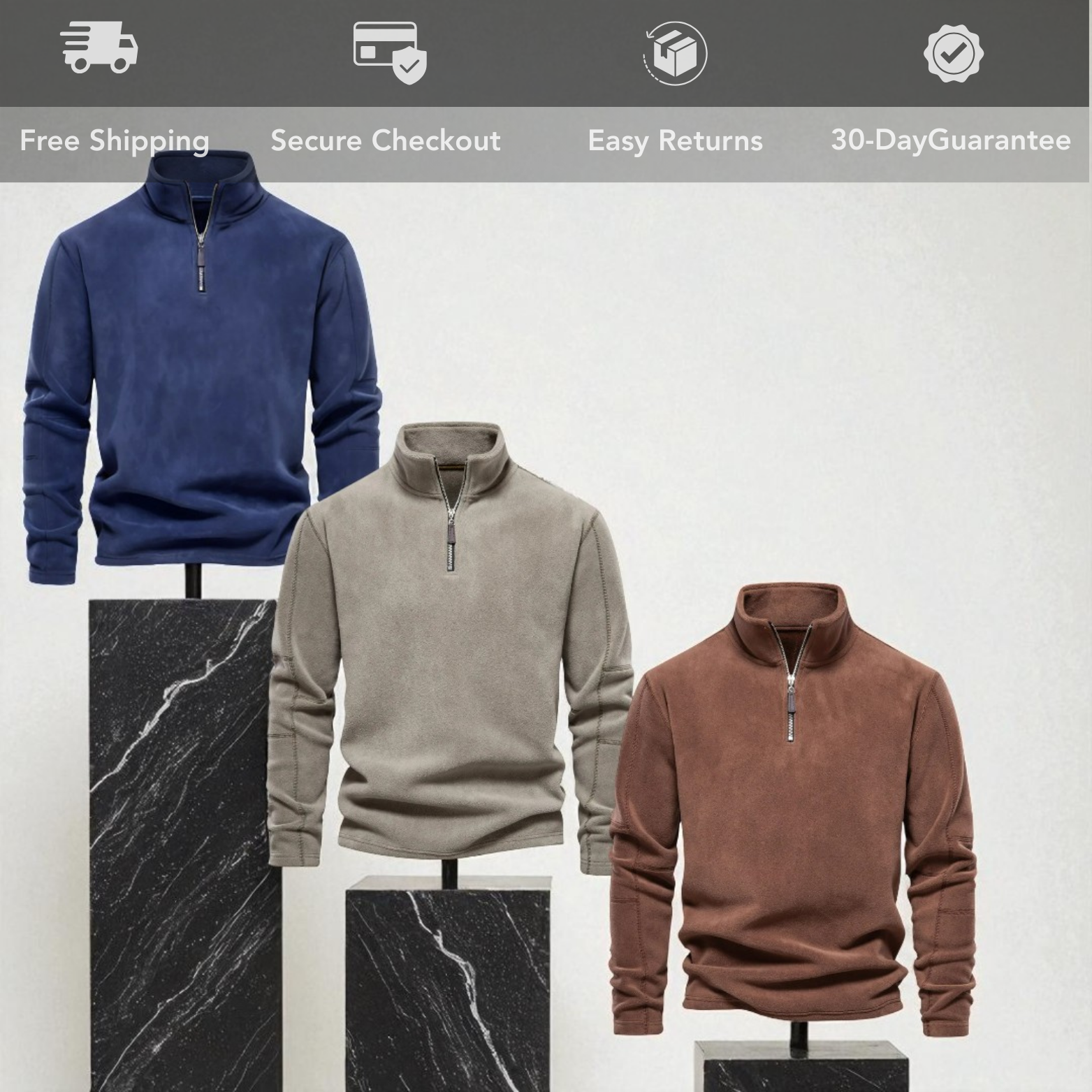Men’s Fleece Jacket Color Options Display – The Crew