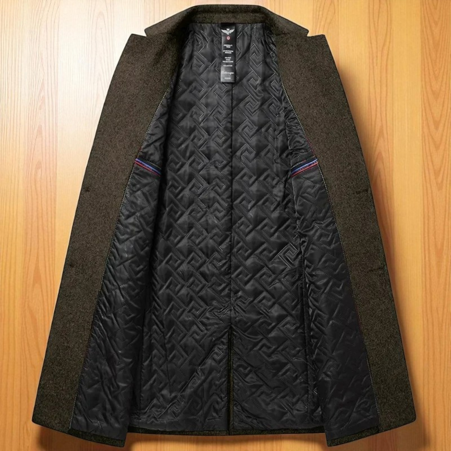 Men winter trench coat inner lining detail – The Crew