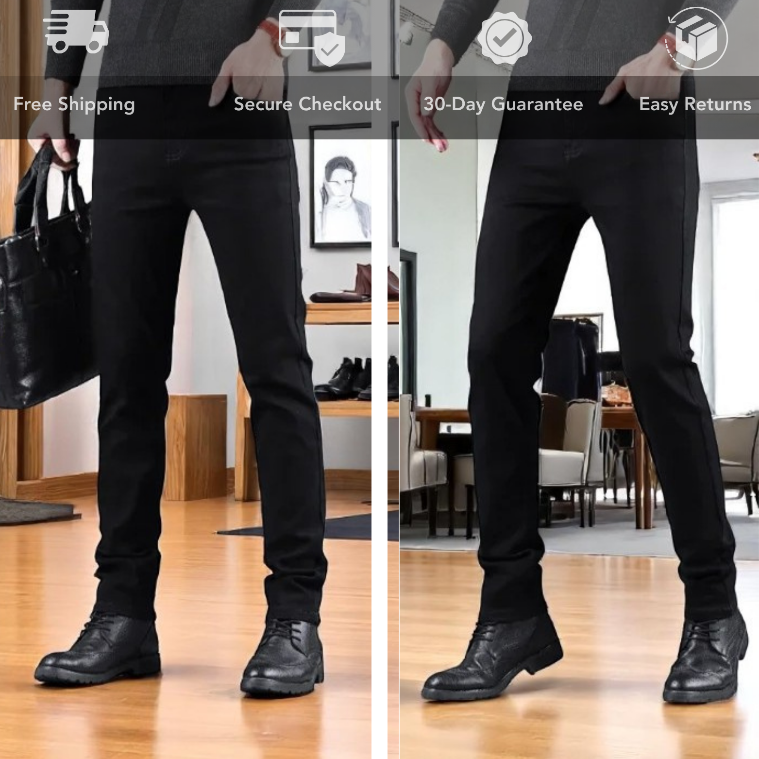 Men black slim jeans urban lifestyle look – The Crew