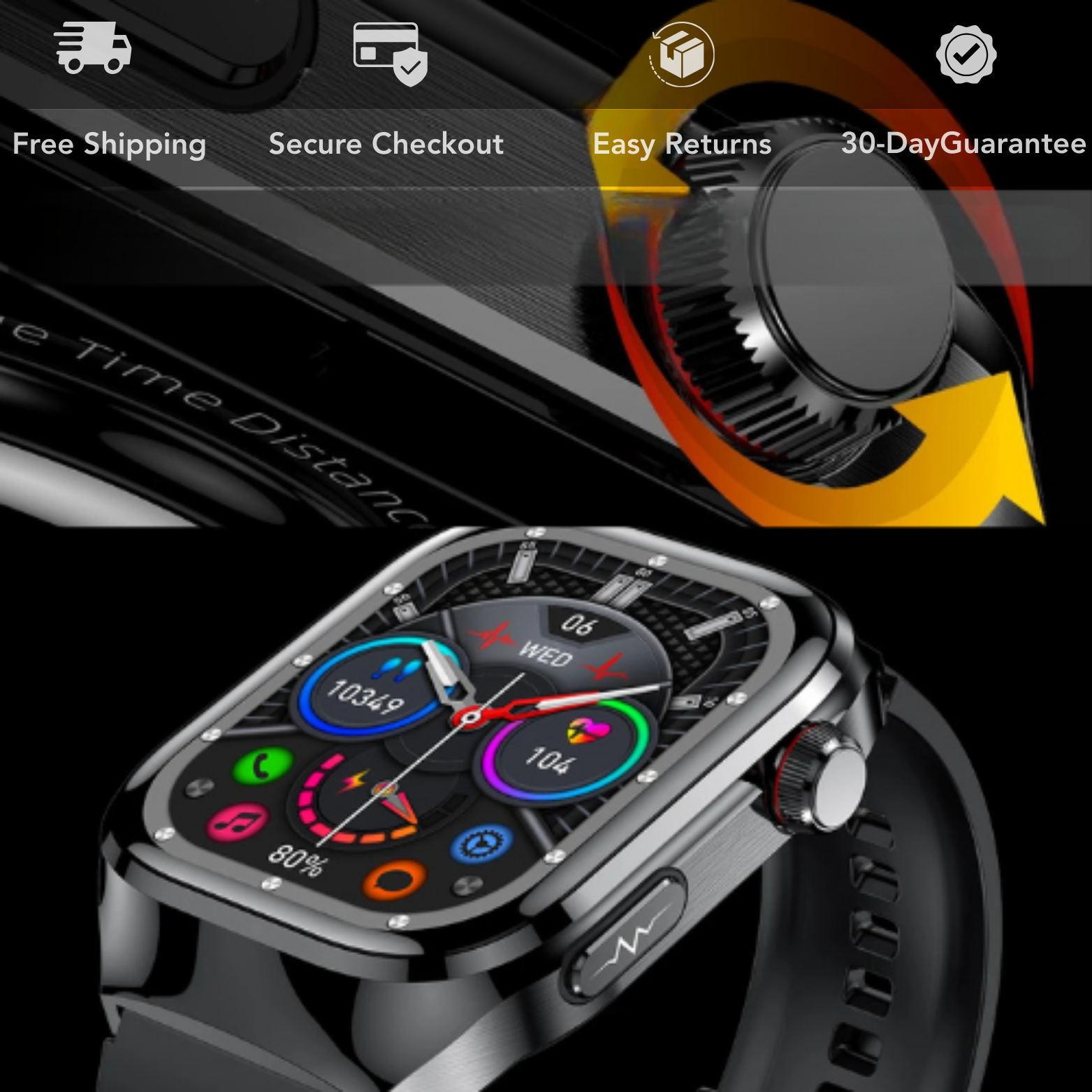 ECG Smartwatch AMOLED Display Close Up – The Crew