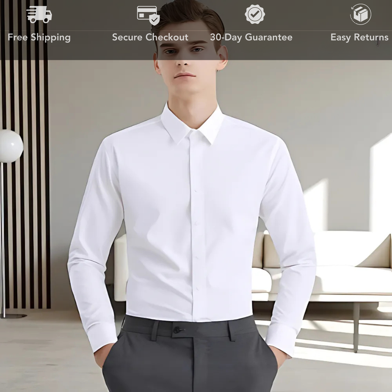 White slim fit dress shirt men office outfit – The Crew