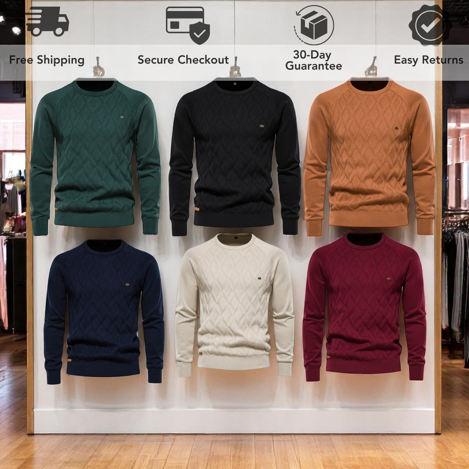 Men’s Diamond Knit Sweater Color Options – The Crew