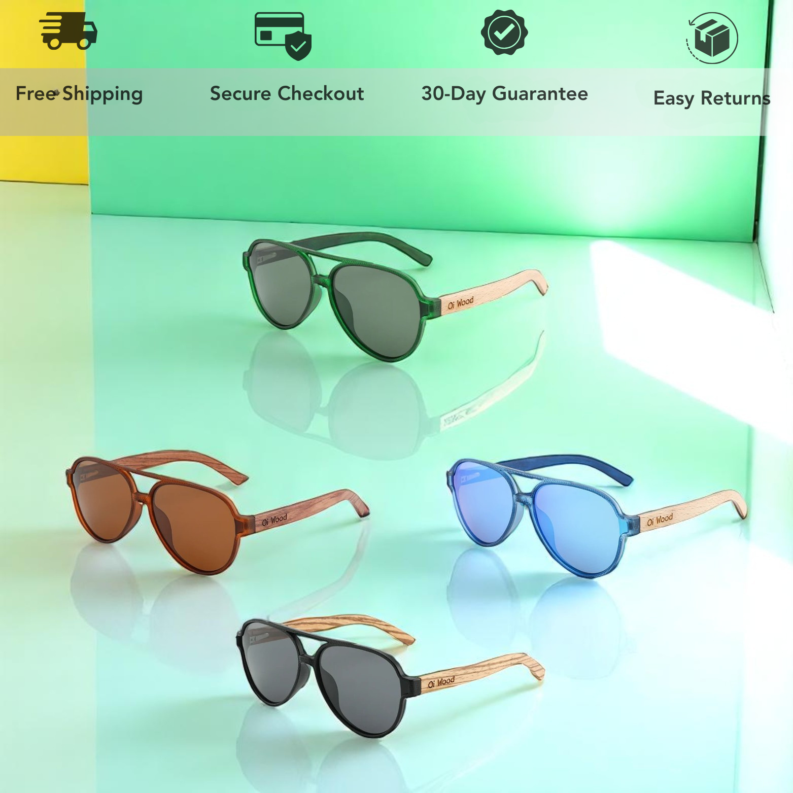 Wood polarized sunglasses color options collection – The Crew
