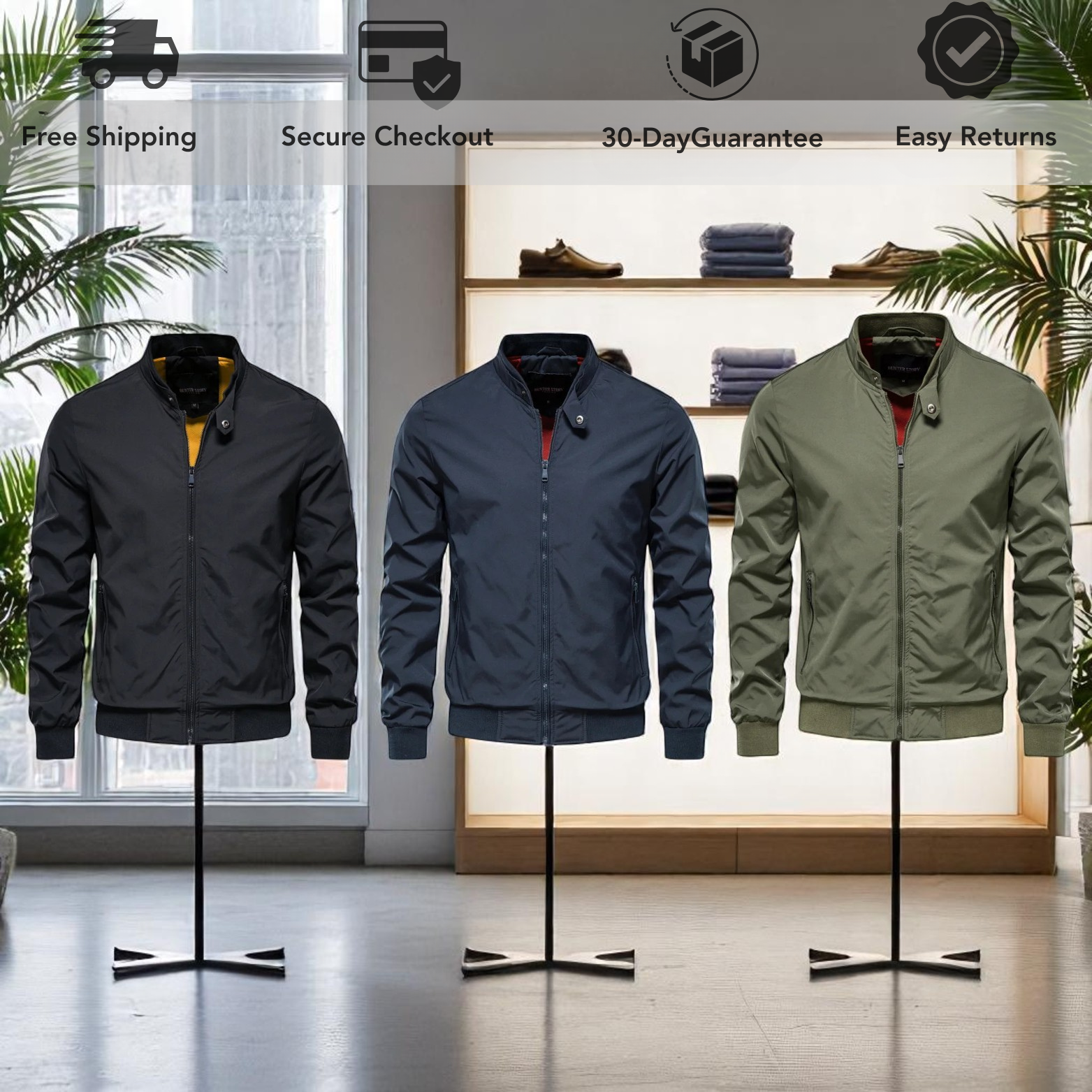 Modern bomber jacket color options display men – The Crew