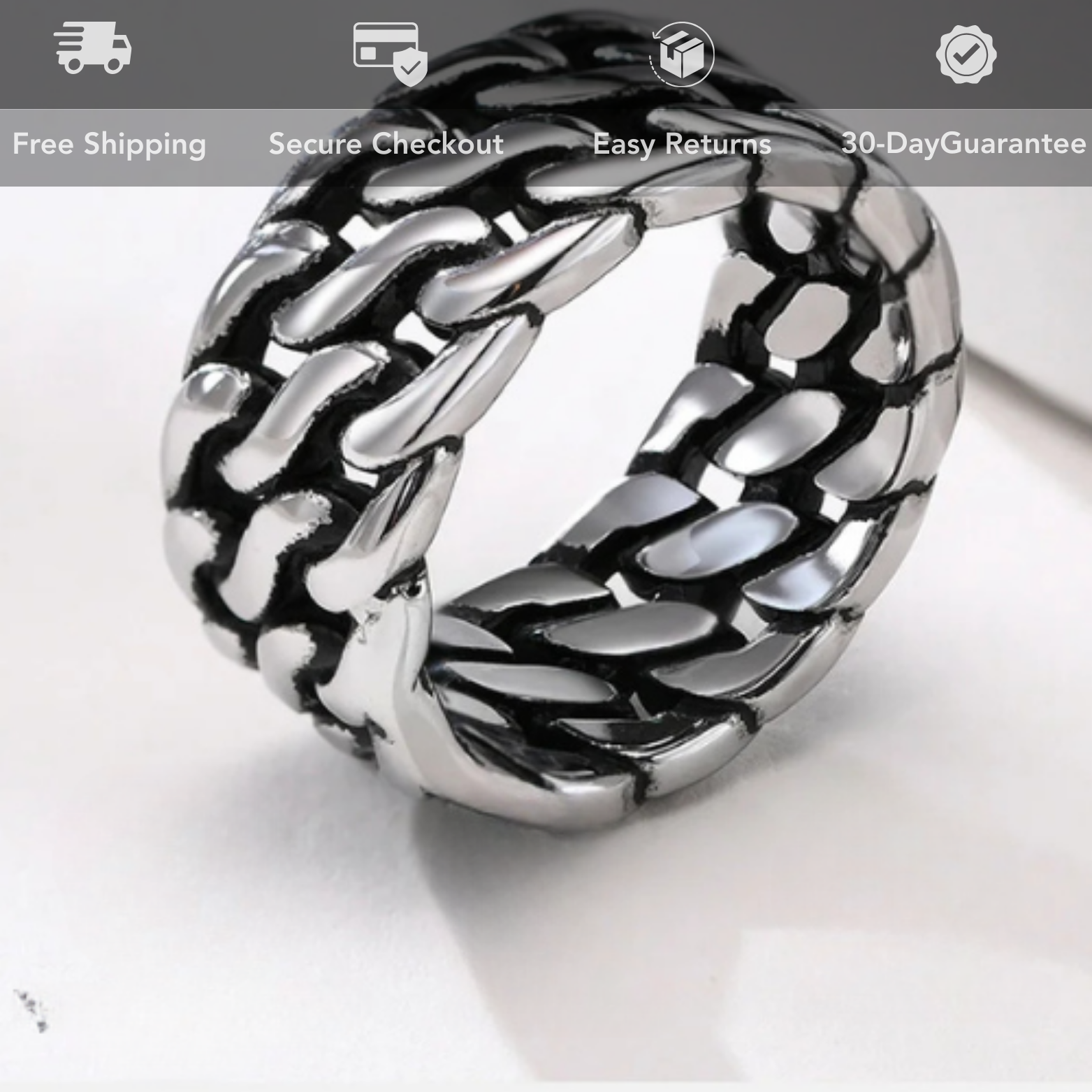 Men's Obsidian Cuban Double Link Ring