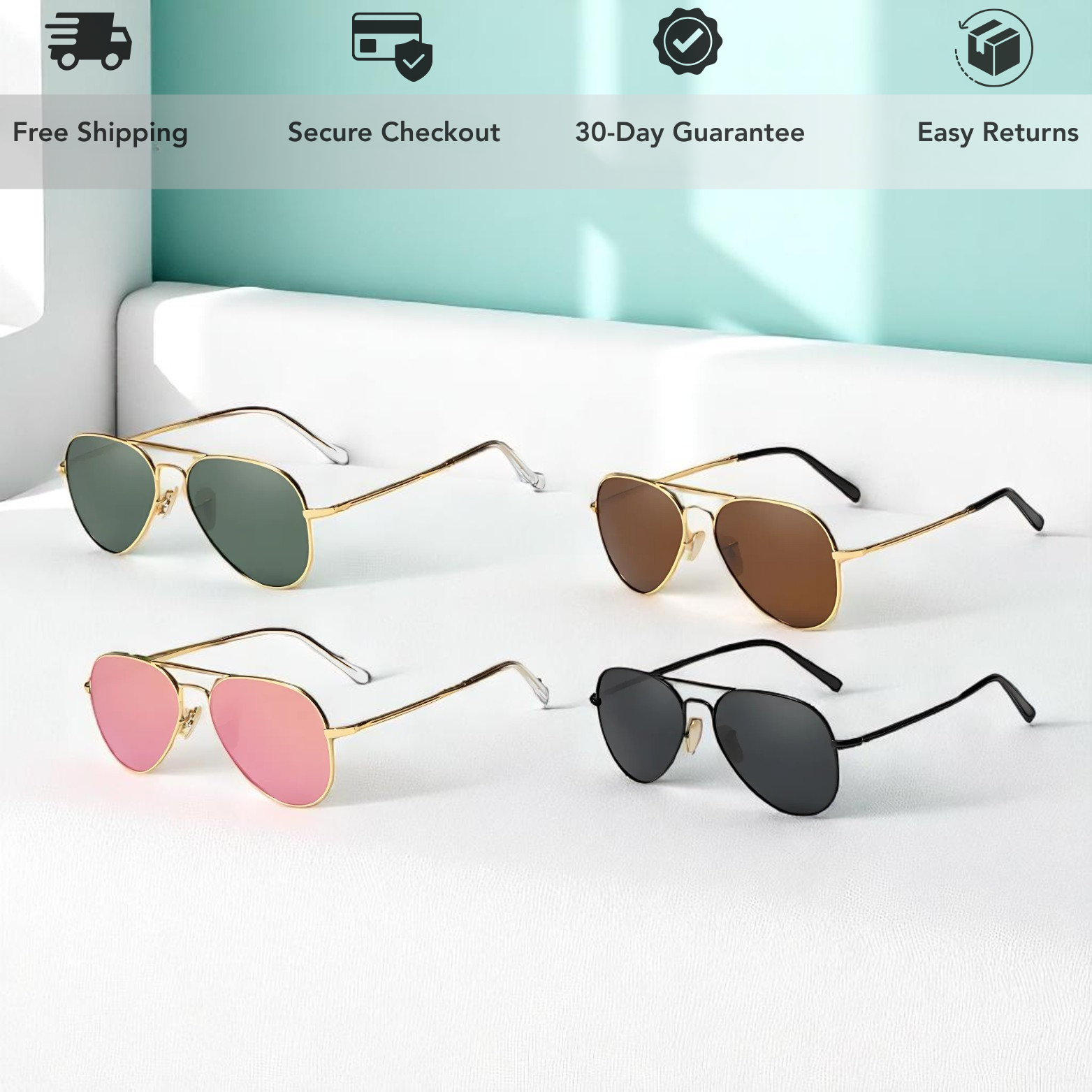 KINGSEVEN aviator sunglasses color options collection – The Crew