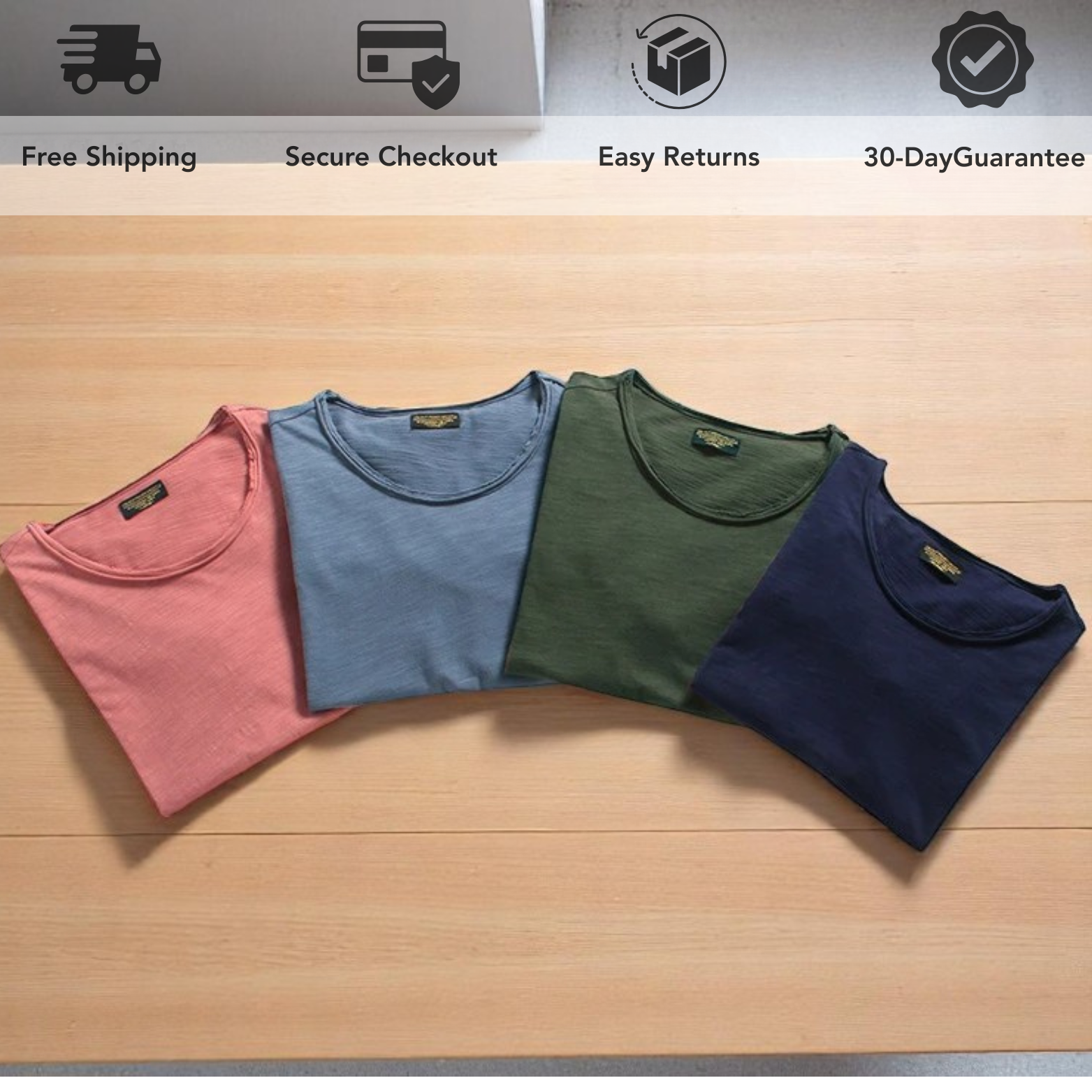 Men’s cotton T-shirt color options display – The Crew