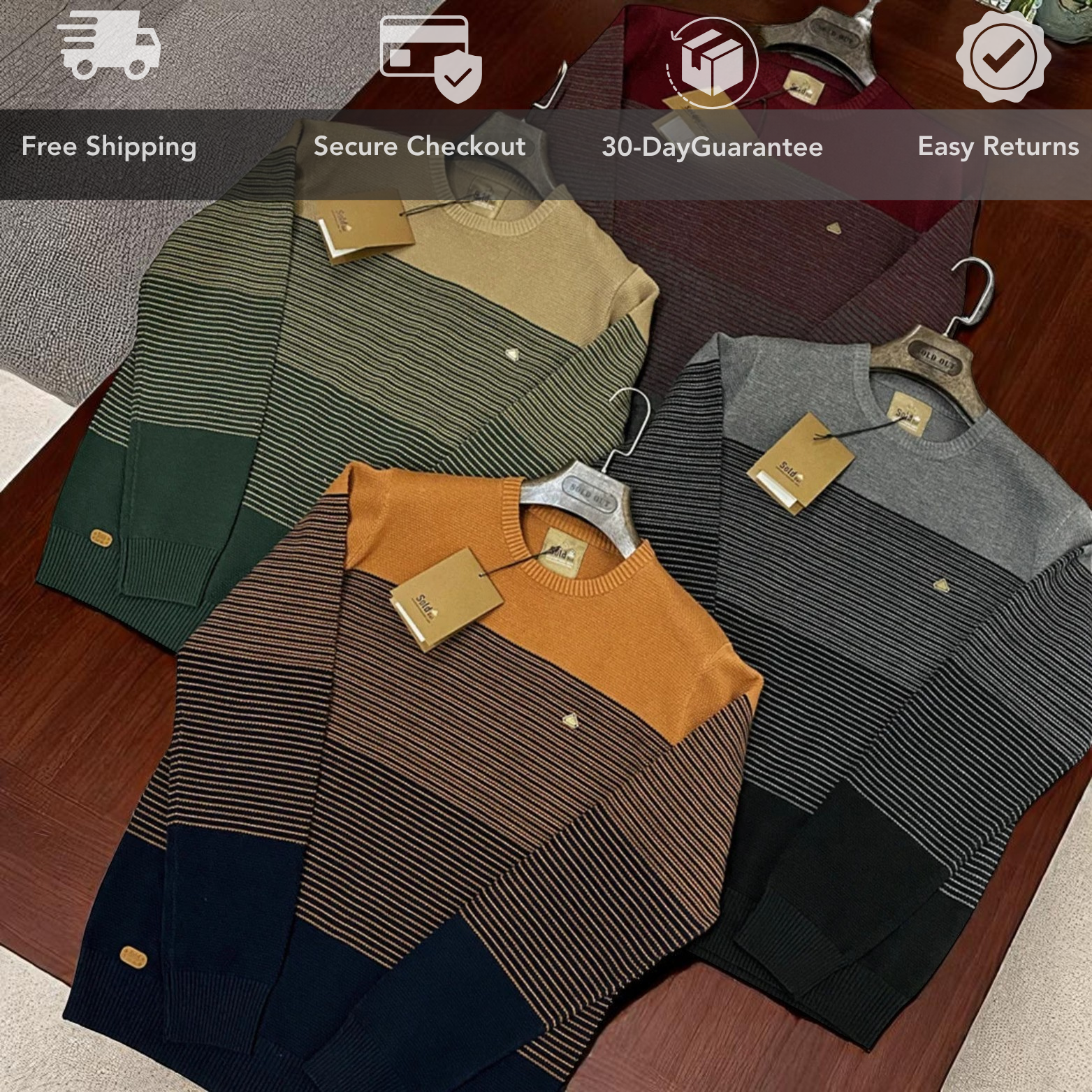 Men’s Striped Panel Winter Sweater Color Options – The Crew