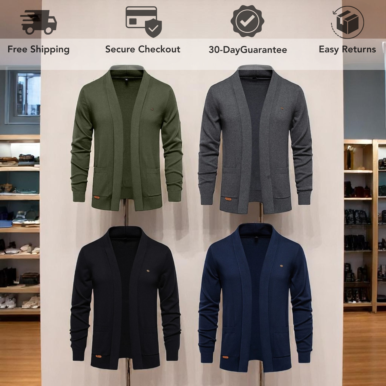 Men’s Cotton Winter Cardigan Color Options – The Crew