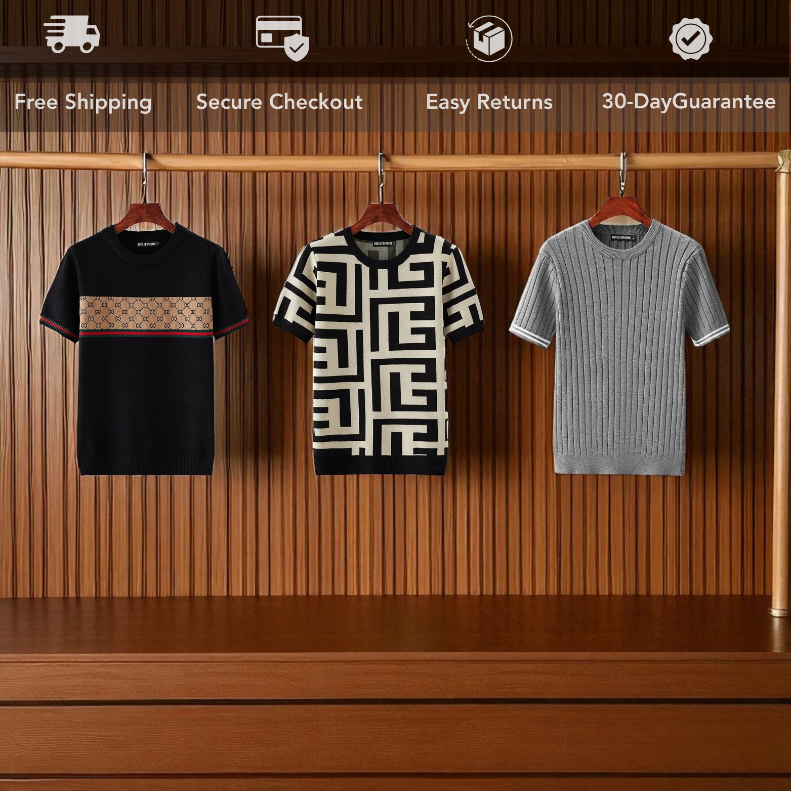 Men’s Geometric Cotton T-Shirt Sweater Color Options – The Crew